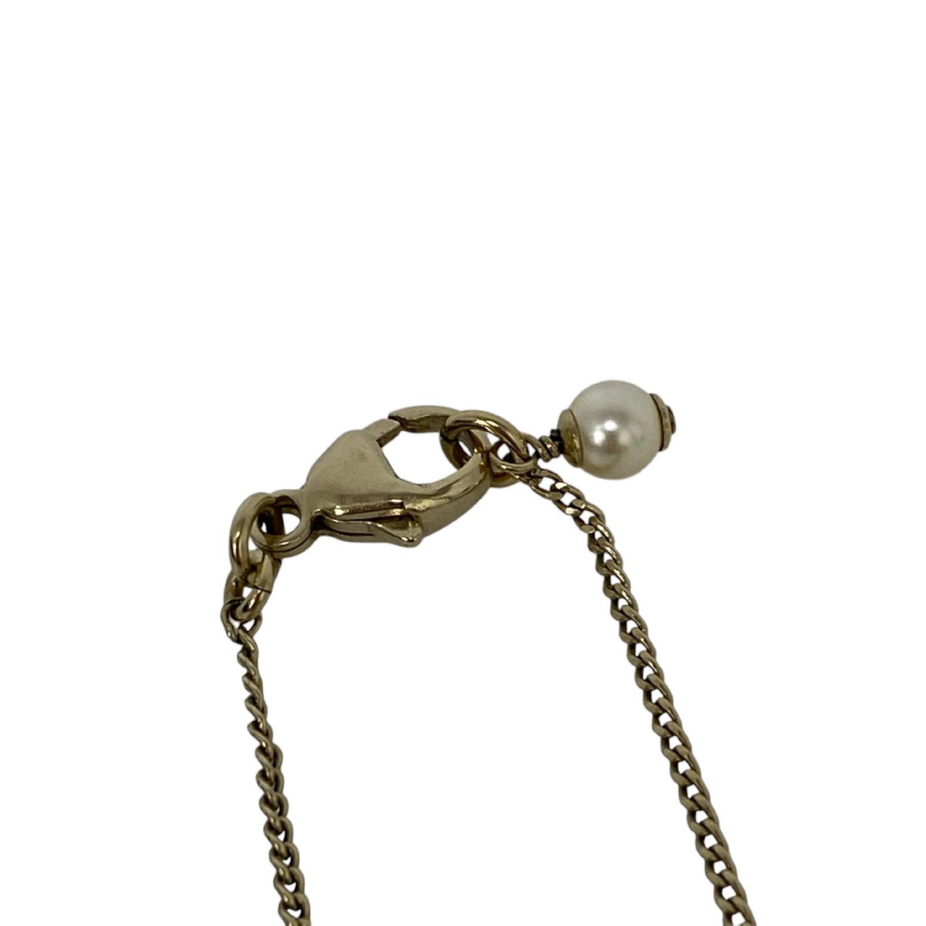 【*Shipped from: Hong Kong*】CHANEL Gold-colored Metal/Faux Pearl Coco Mark Ribbon Necklace 16B Necklace — view 5