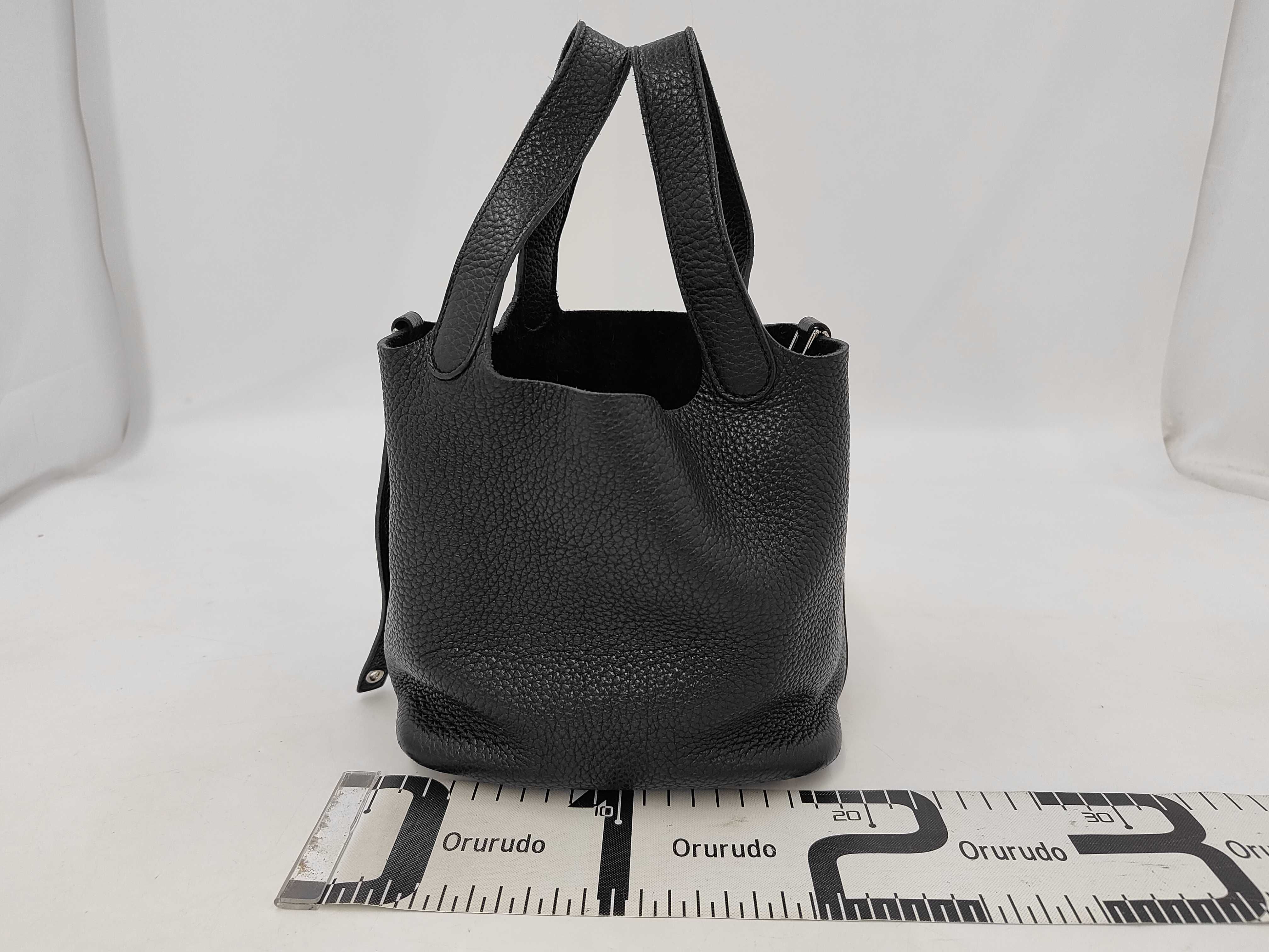Picotin Lock PM Black Silver Hardware O Stamp Handbag — view 2