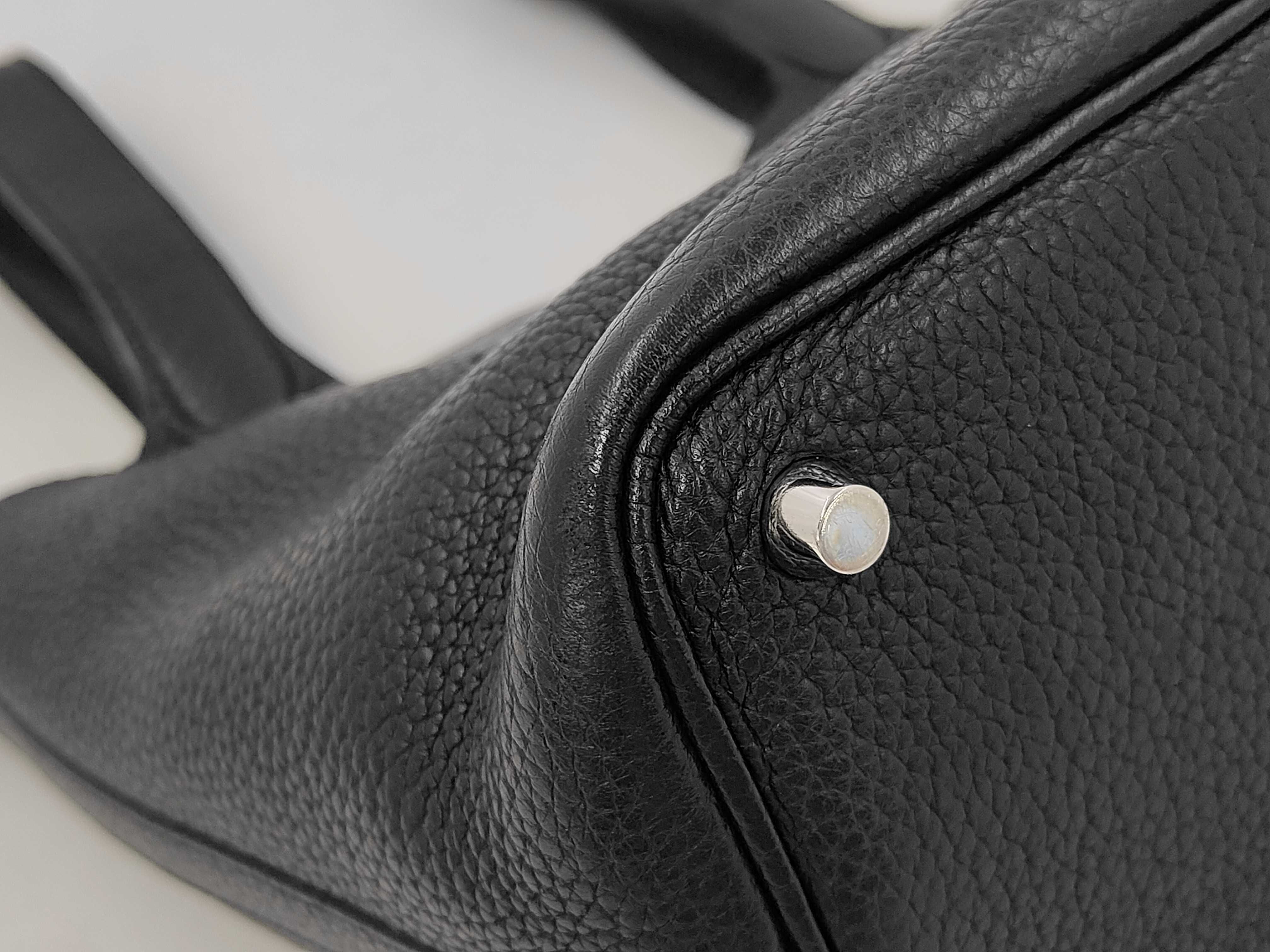 Picotin Lock PM Black Silver Hardware O Stamp Handbag — view 6