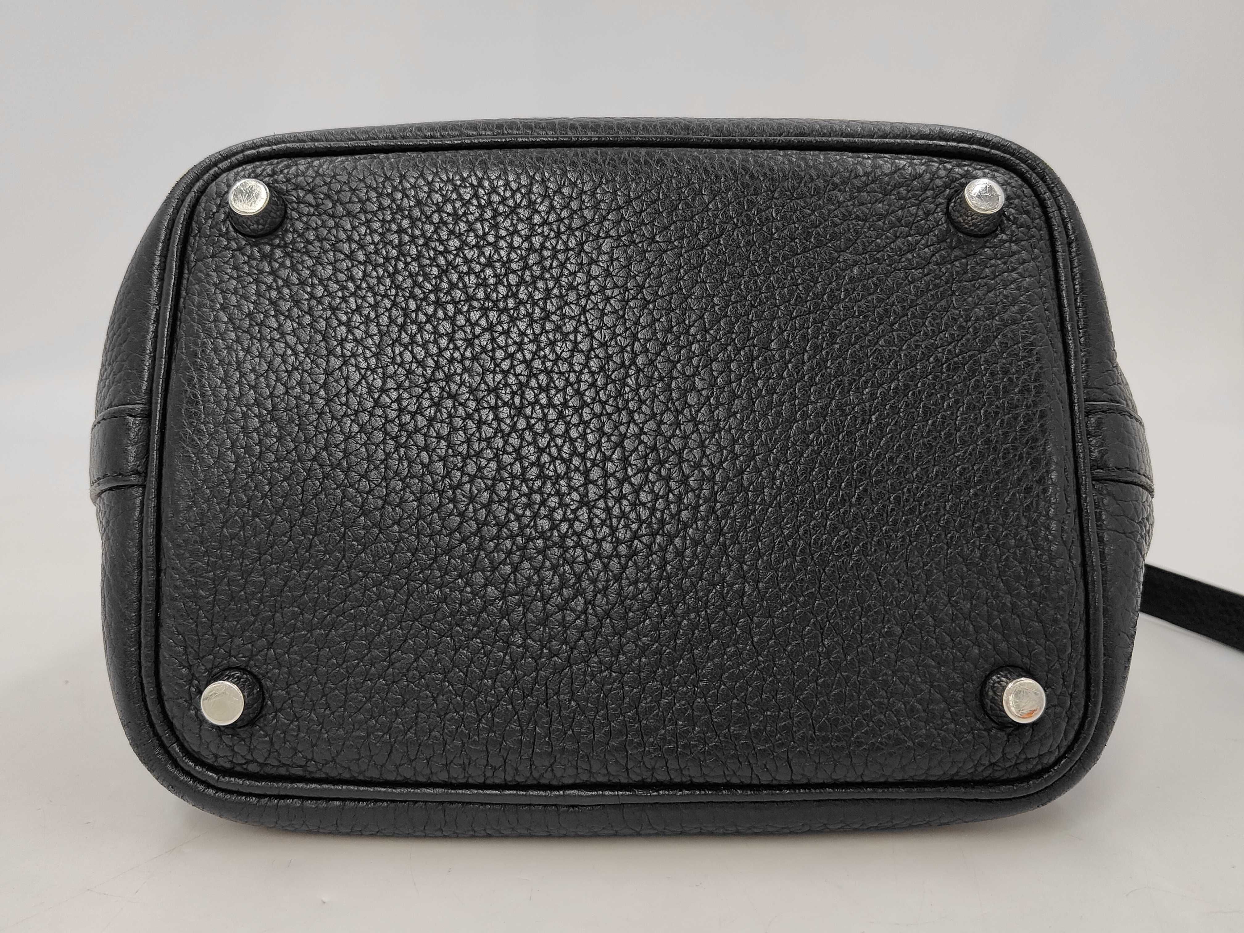 Picotin Lock PM Black Silver Hardware O Stamp Handbag — view 7