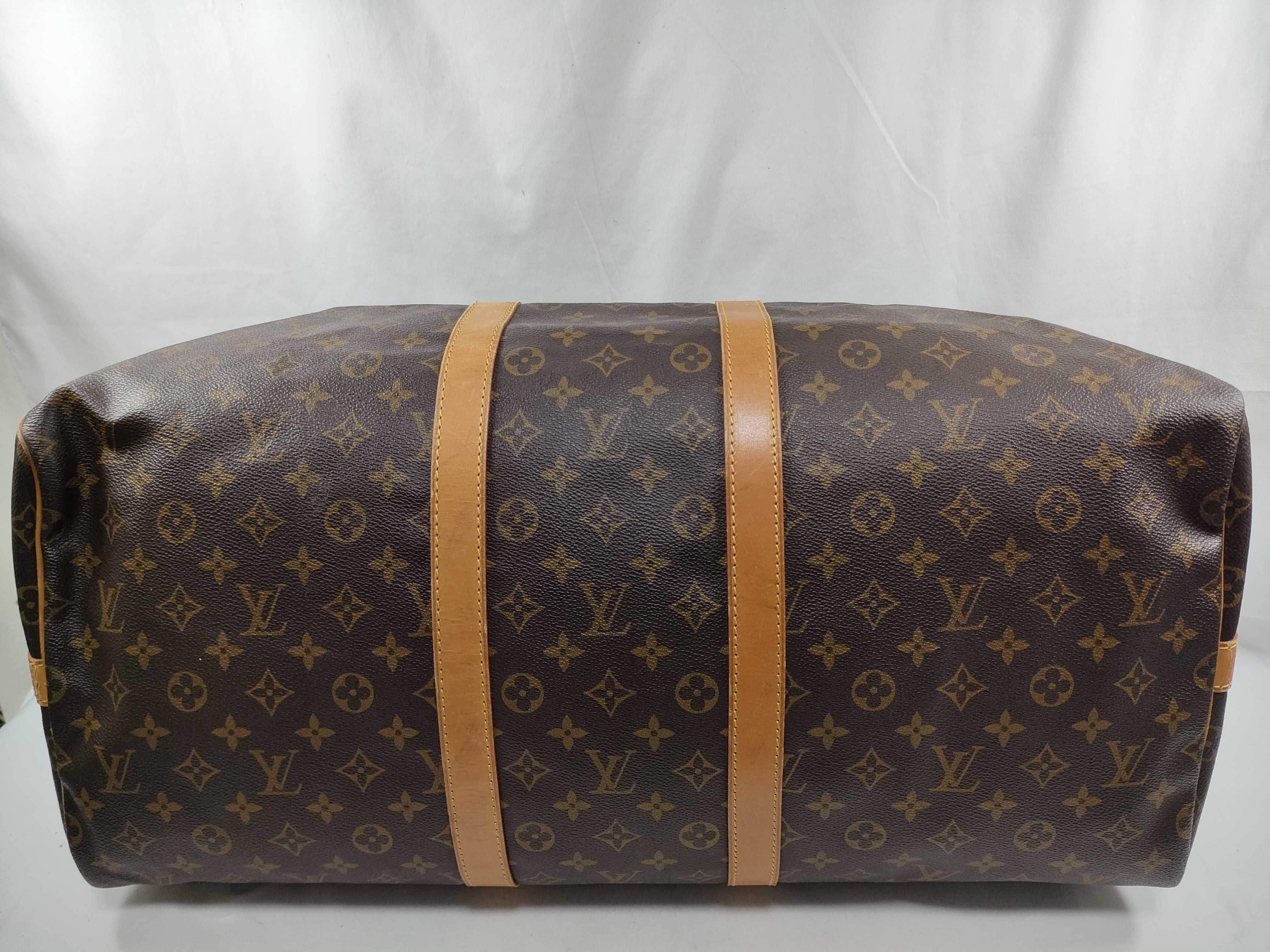Monogram LV Keepall Bandoulière Boston Bag with Strap — view 9