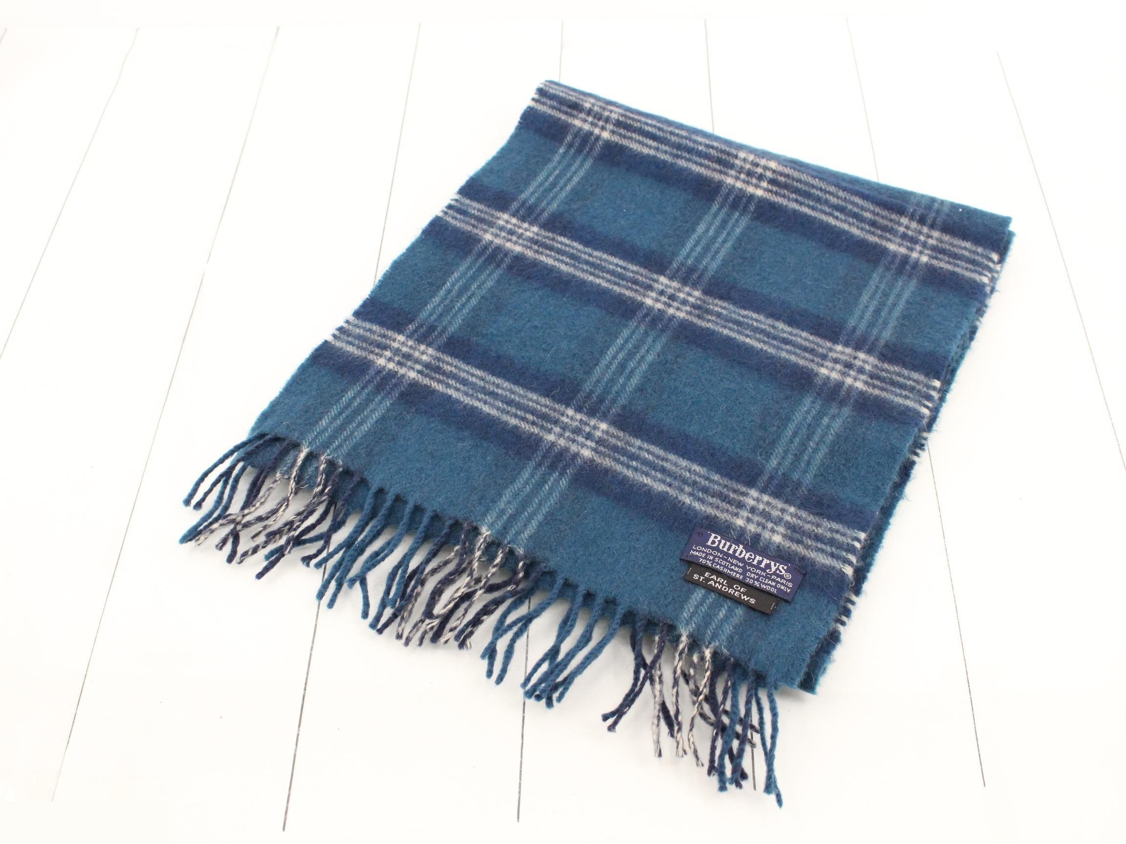 Nova Check Scarf, Blue, 100% Wool