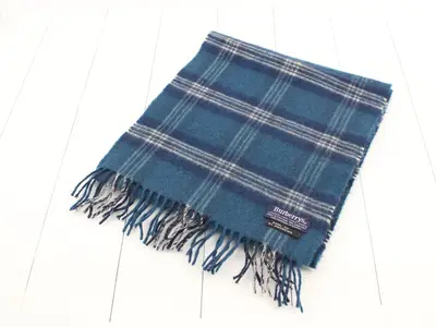 Nova Check Scarf, Blue, 100% Wool