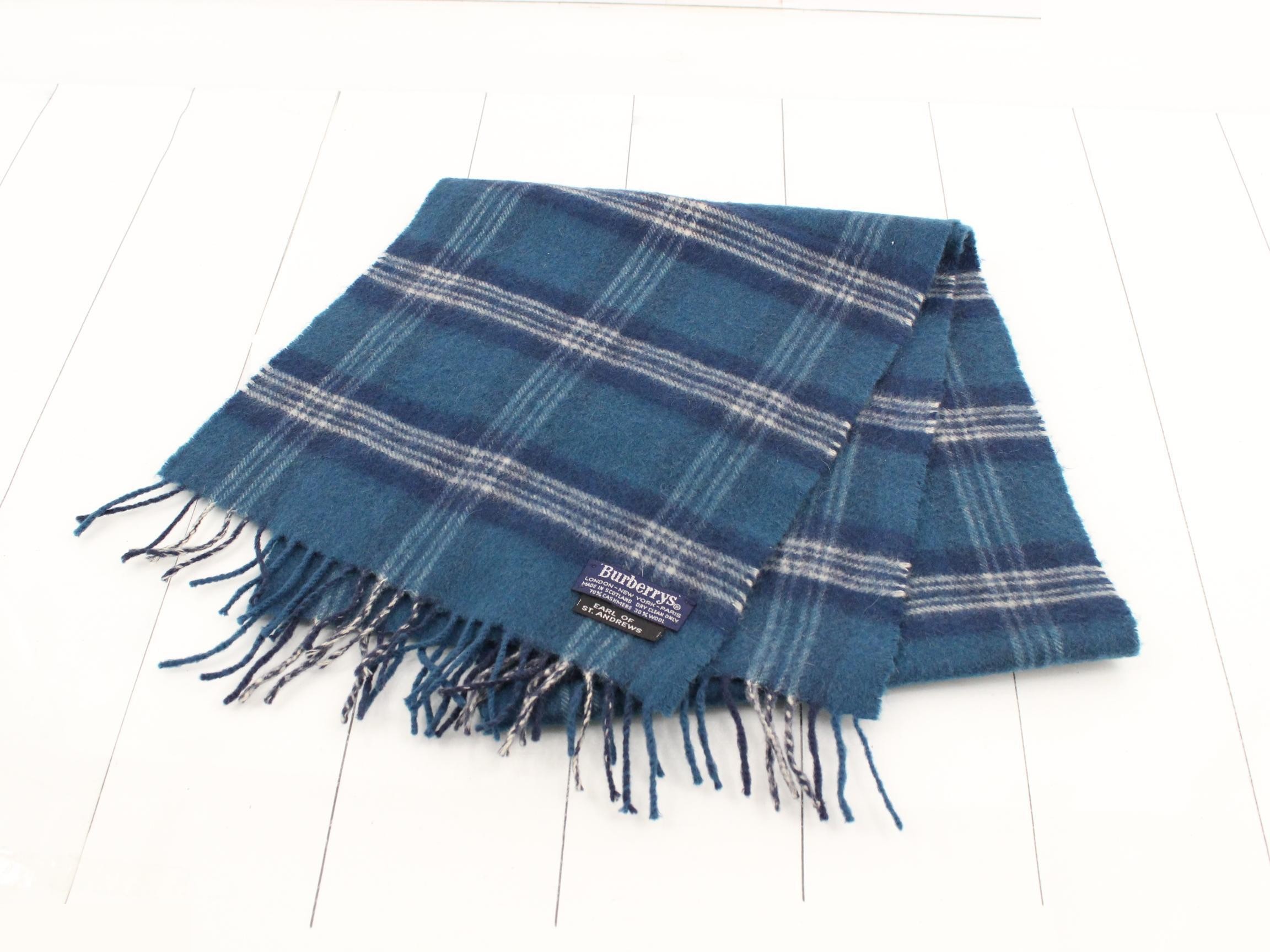 Nova Check Scarf, Blue, 100% Wool — view 2