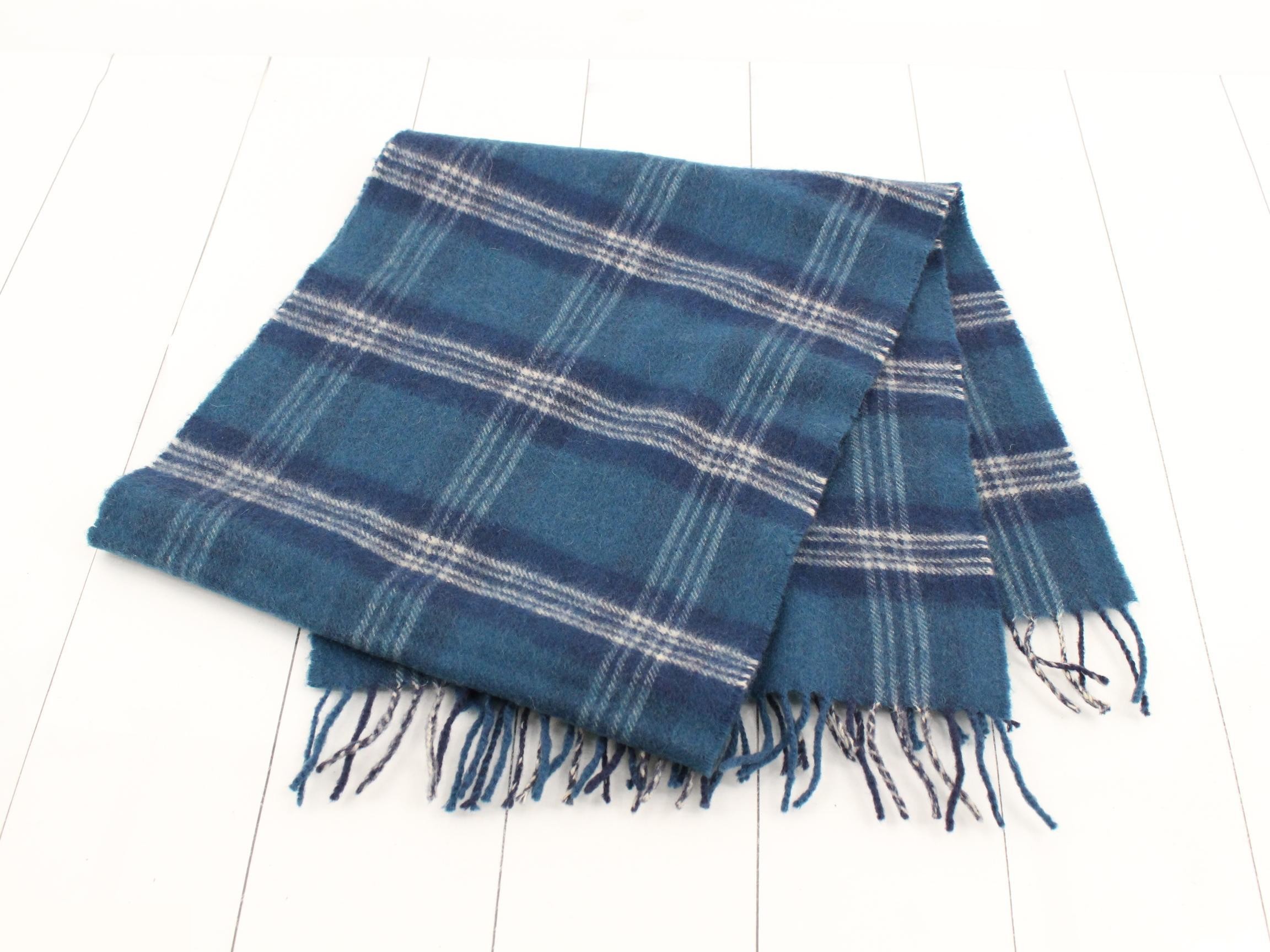 Nova Check Scarf, Blue, 100% Wool — view 3