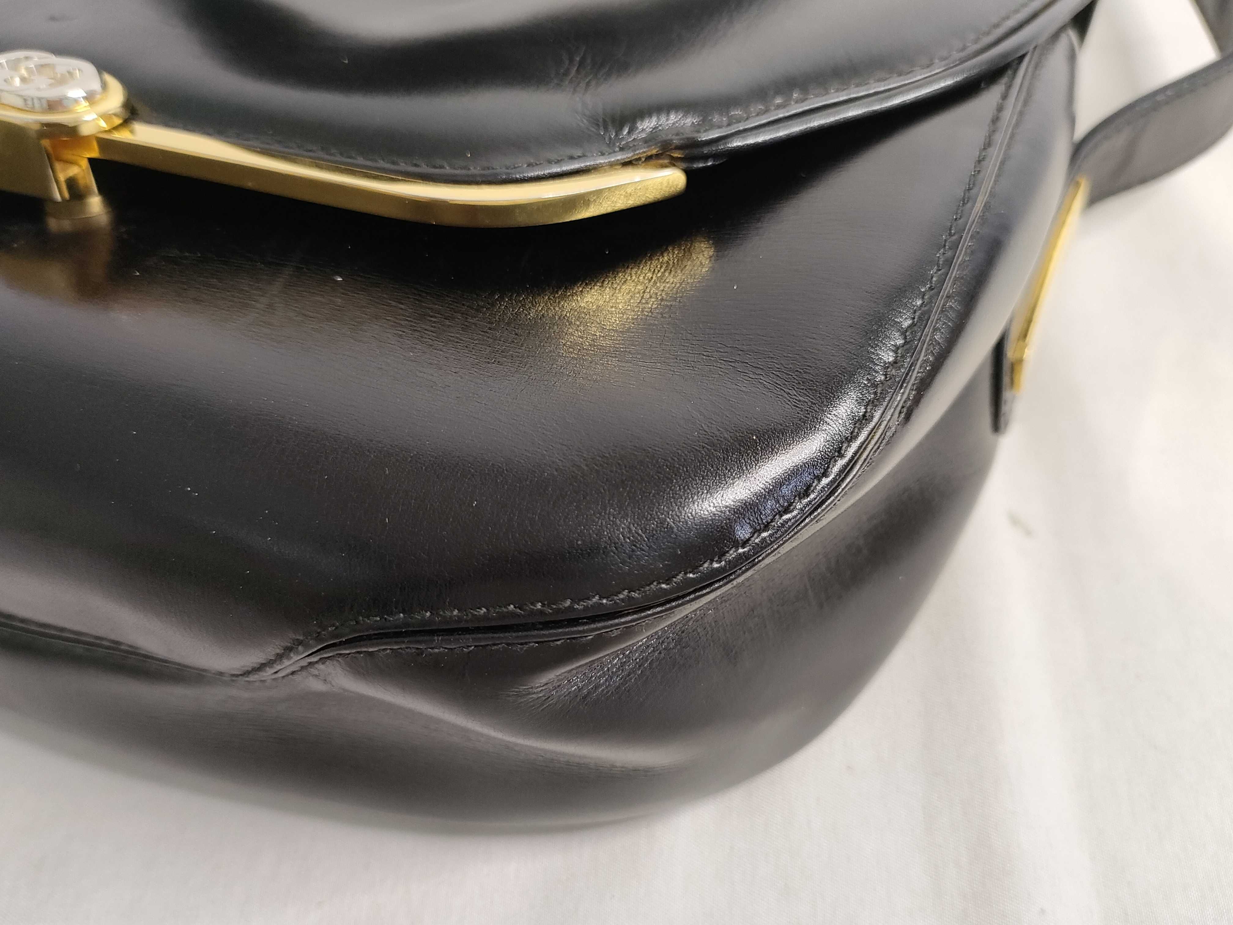All-Leather Shoulder Bag, Black — view 6