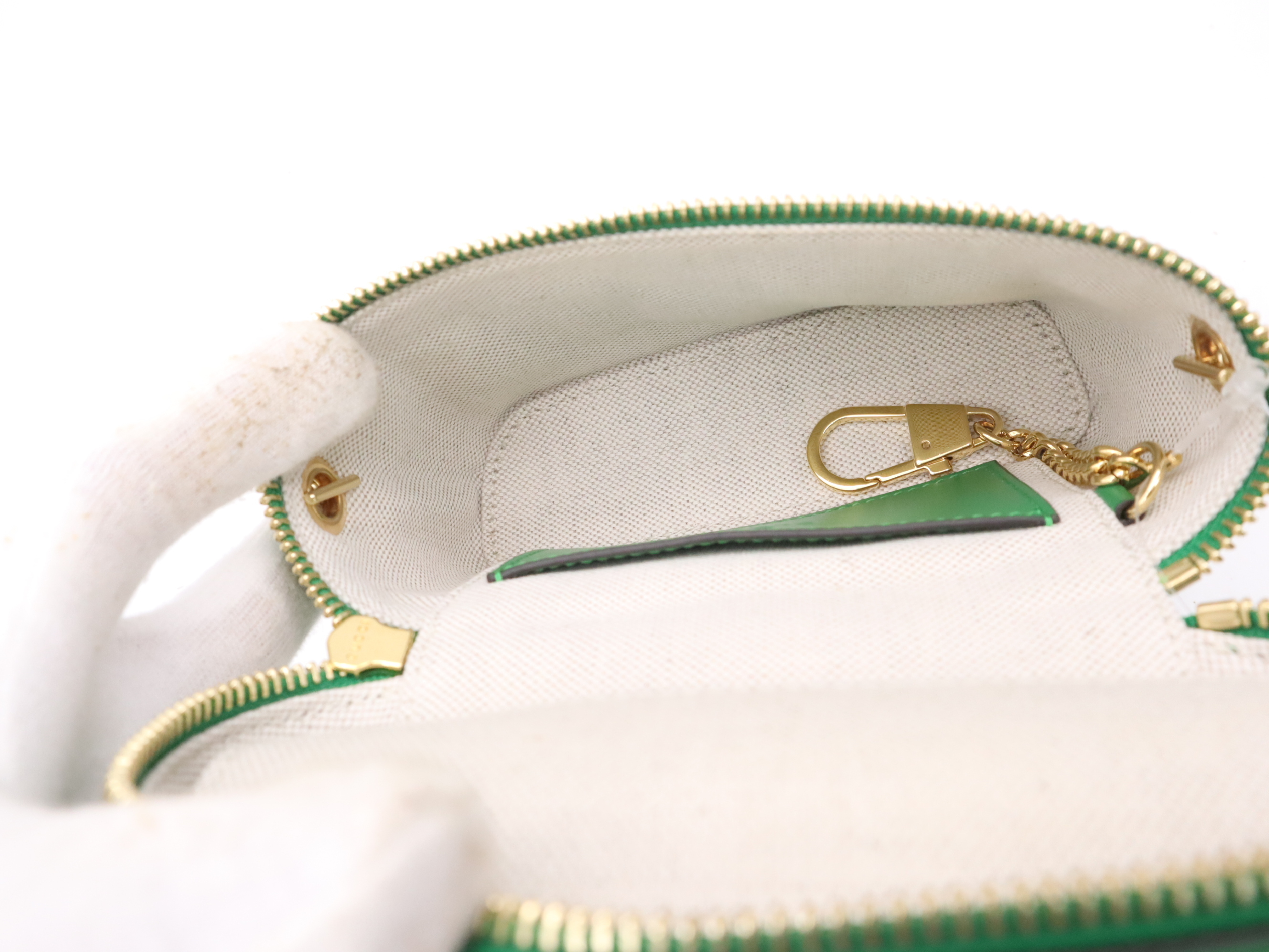 723770 GG Matelassé Mini Top Handle Bag, Green, Gold Hardware, Shoulder Bag — view 11