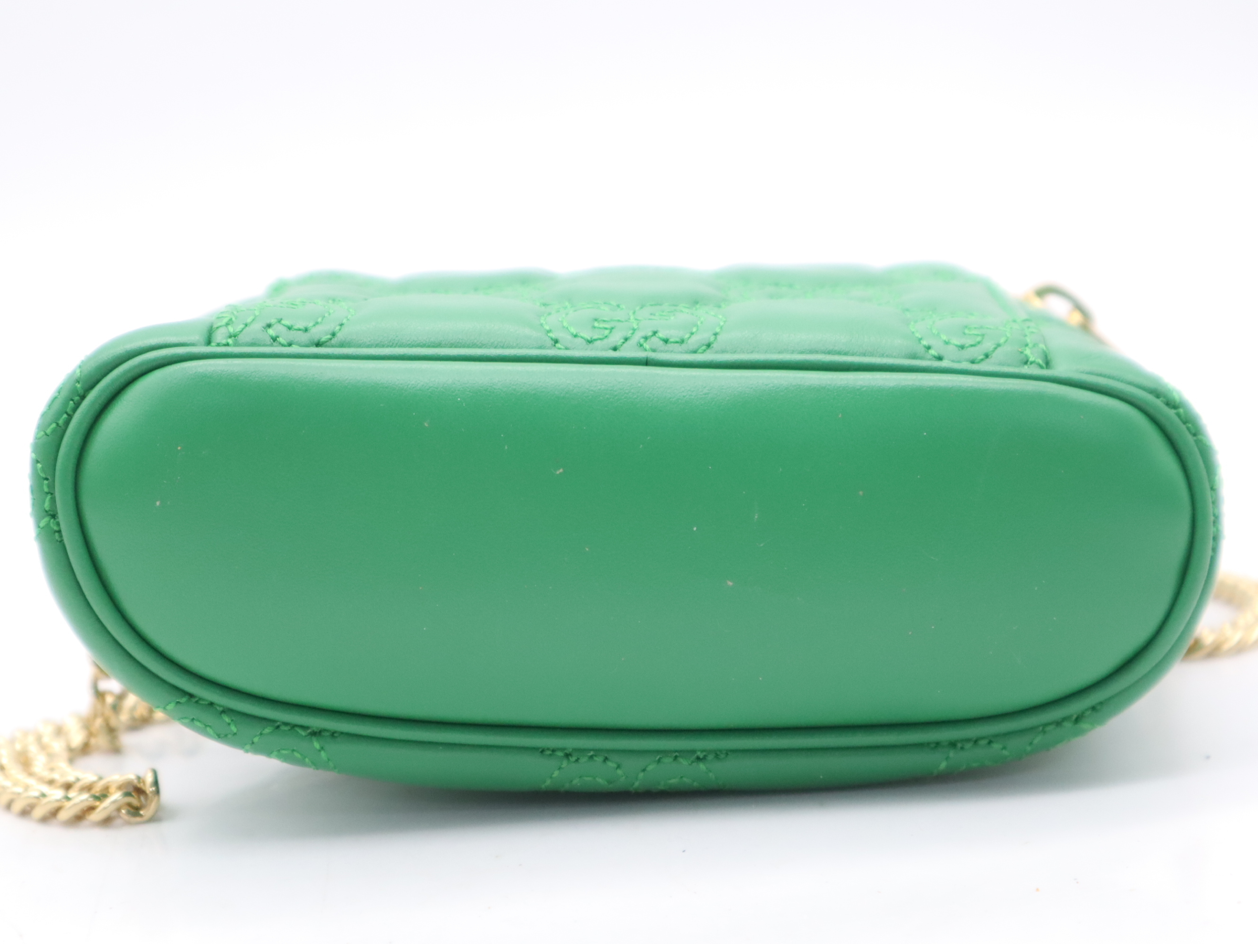 723770 GG Matelassé Mini Top Handle Bag, Green, Gold Hardware, Shoulder Bag — view 4
