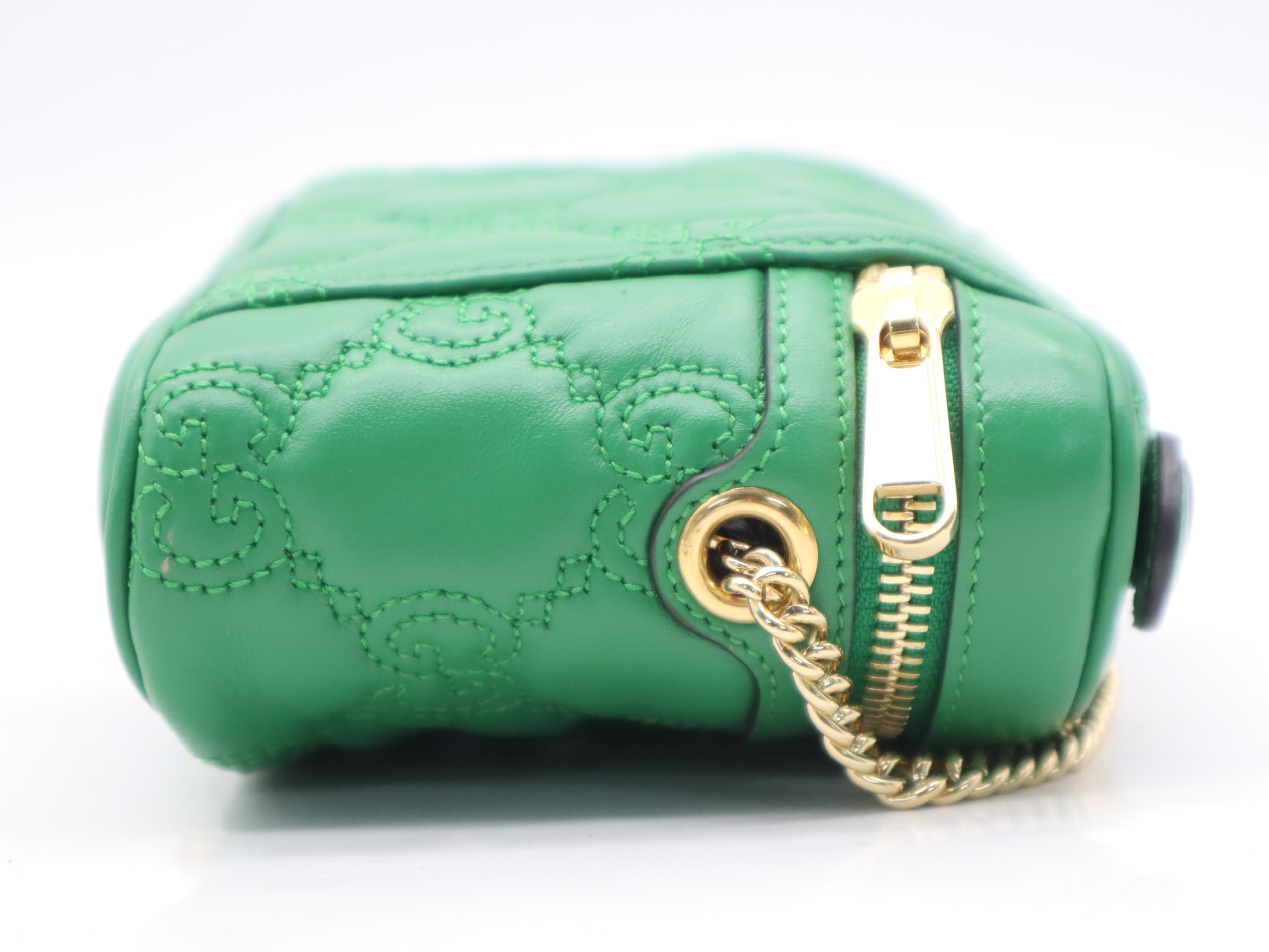 723770 GG Matelassé Mini Top Handle Bag, Green, Gold Hardware, Shoulder Bag — view 5