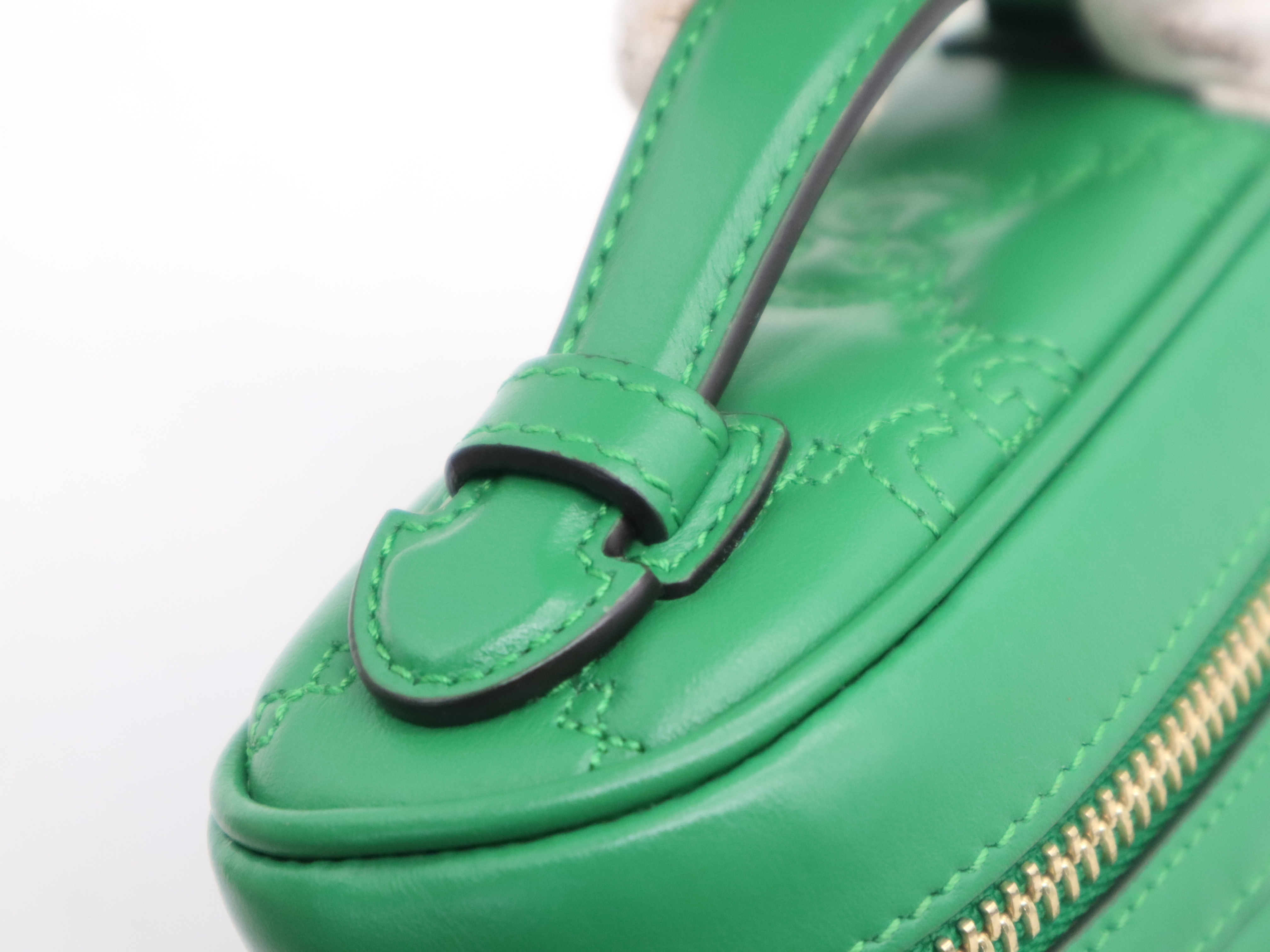 723770 GG Matelassé Mini Top Handle Bag, Green, Gold Hardware, Shoulder Bag — view 7