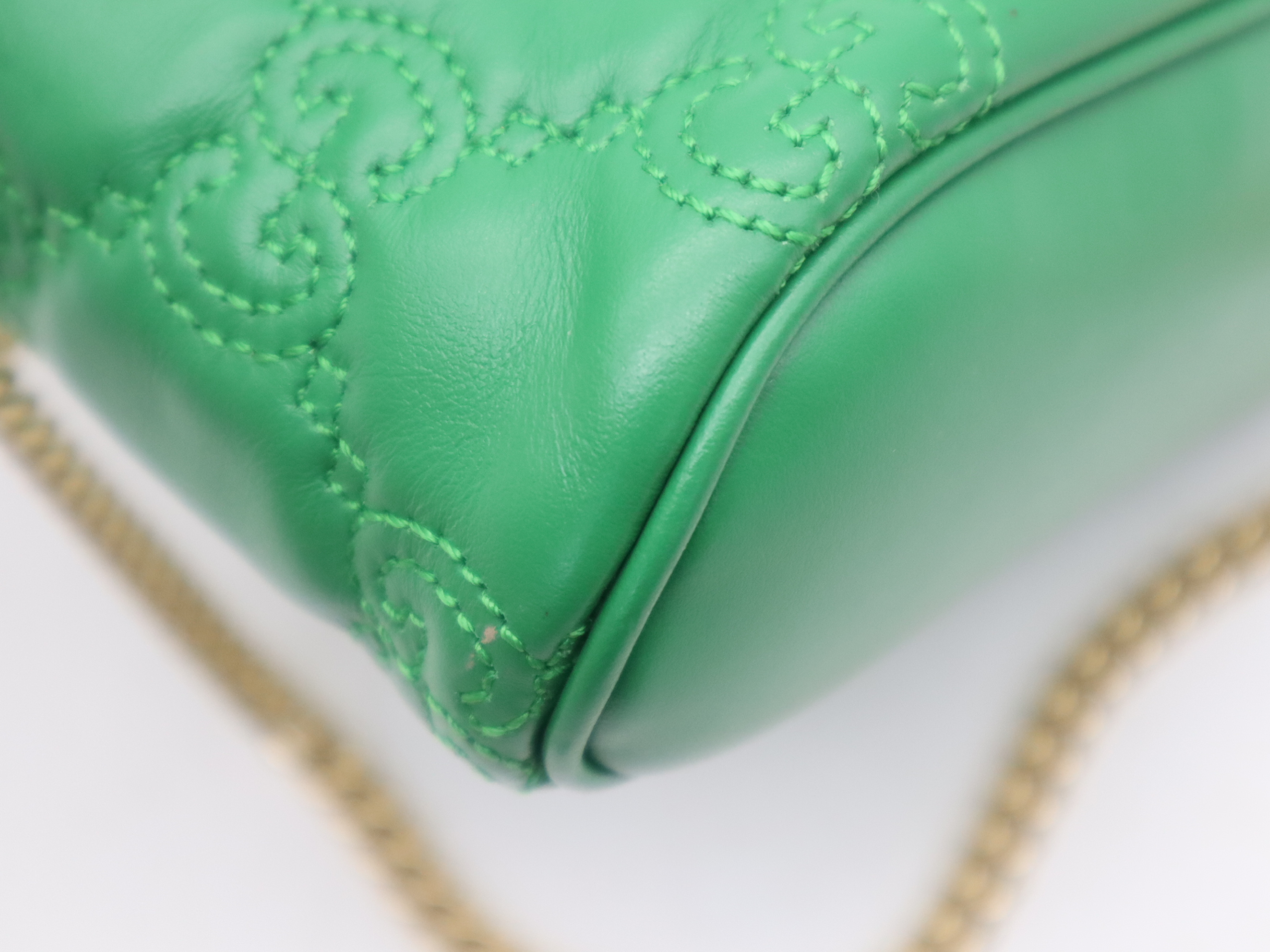 723770 GG Matelassé Mini Top Handle Bag, Green, Gold Hardware, Shoulder Bag — view 10