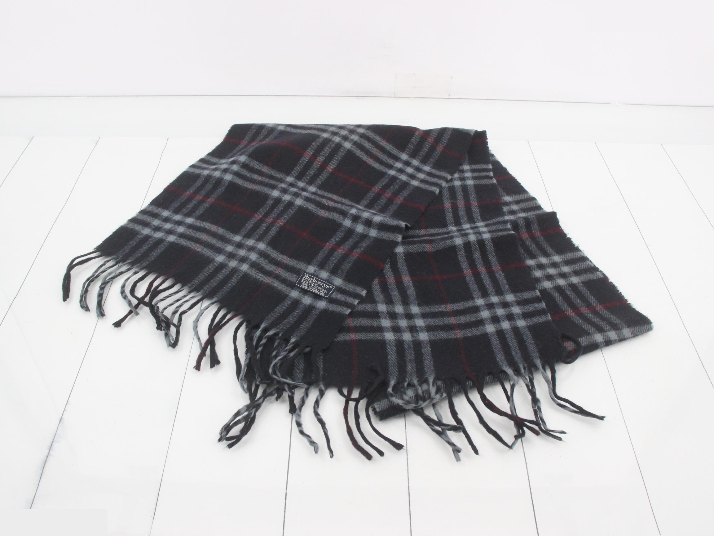 Nova Check Scarf, Navy, 100% Wool — view 2