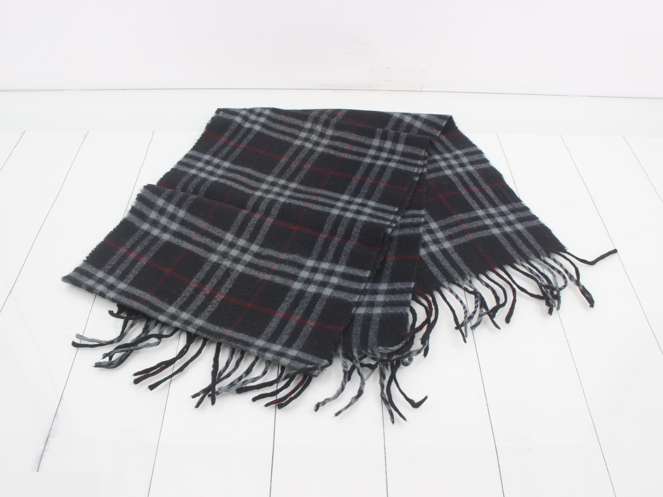 Nova Check Scarf, Navy, 100% Wool — view 3