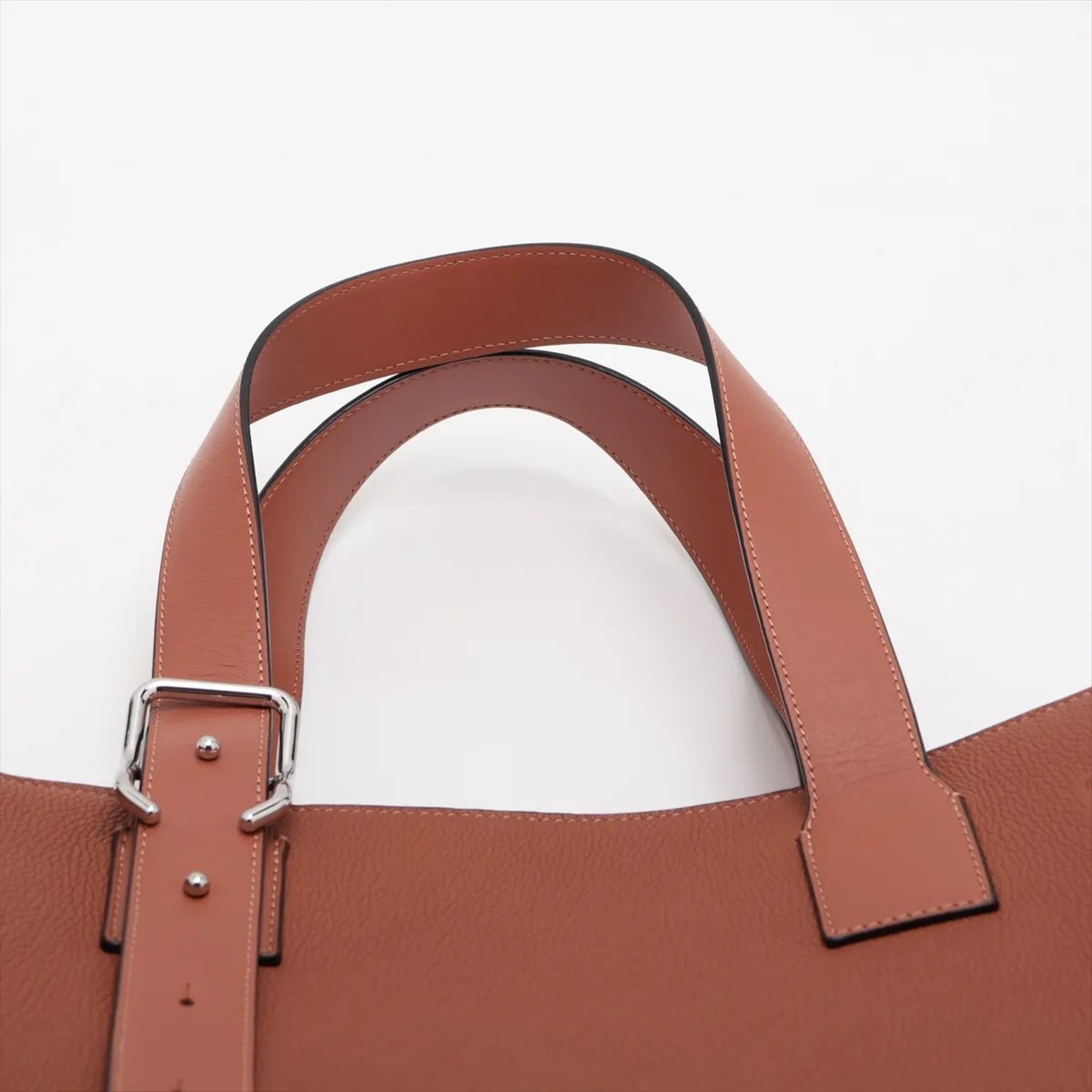 buckle tote leather tote bag, brown — view 6