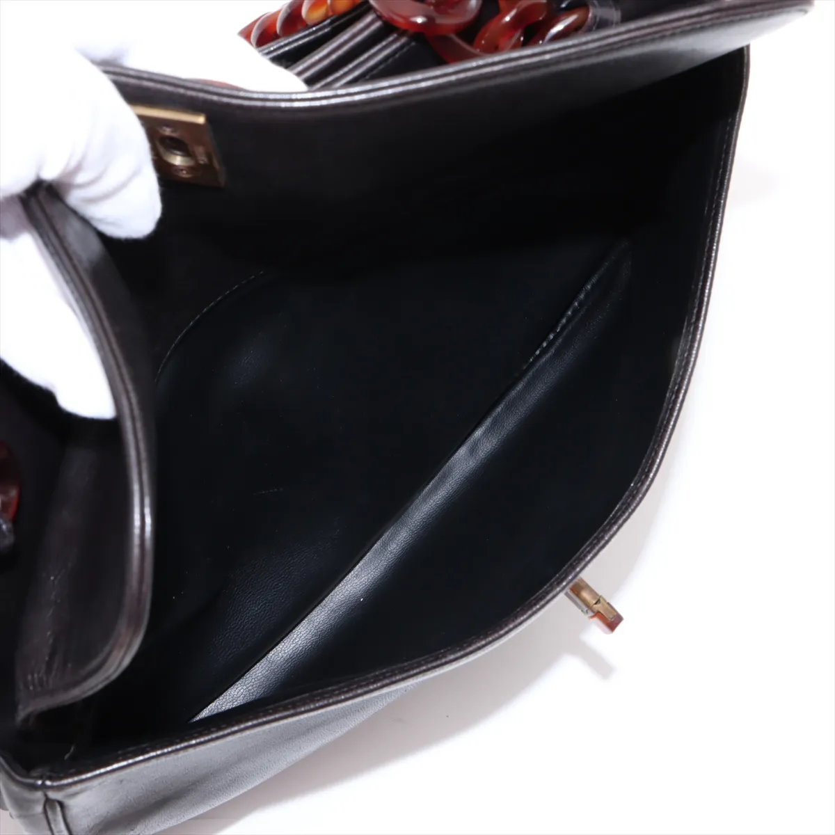 Cocomark Lambskin Chain Shoulder Bag Brown 3132345 No. 3 — view 10