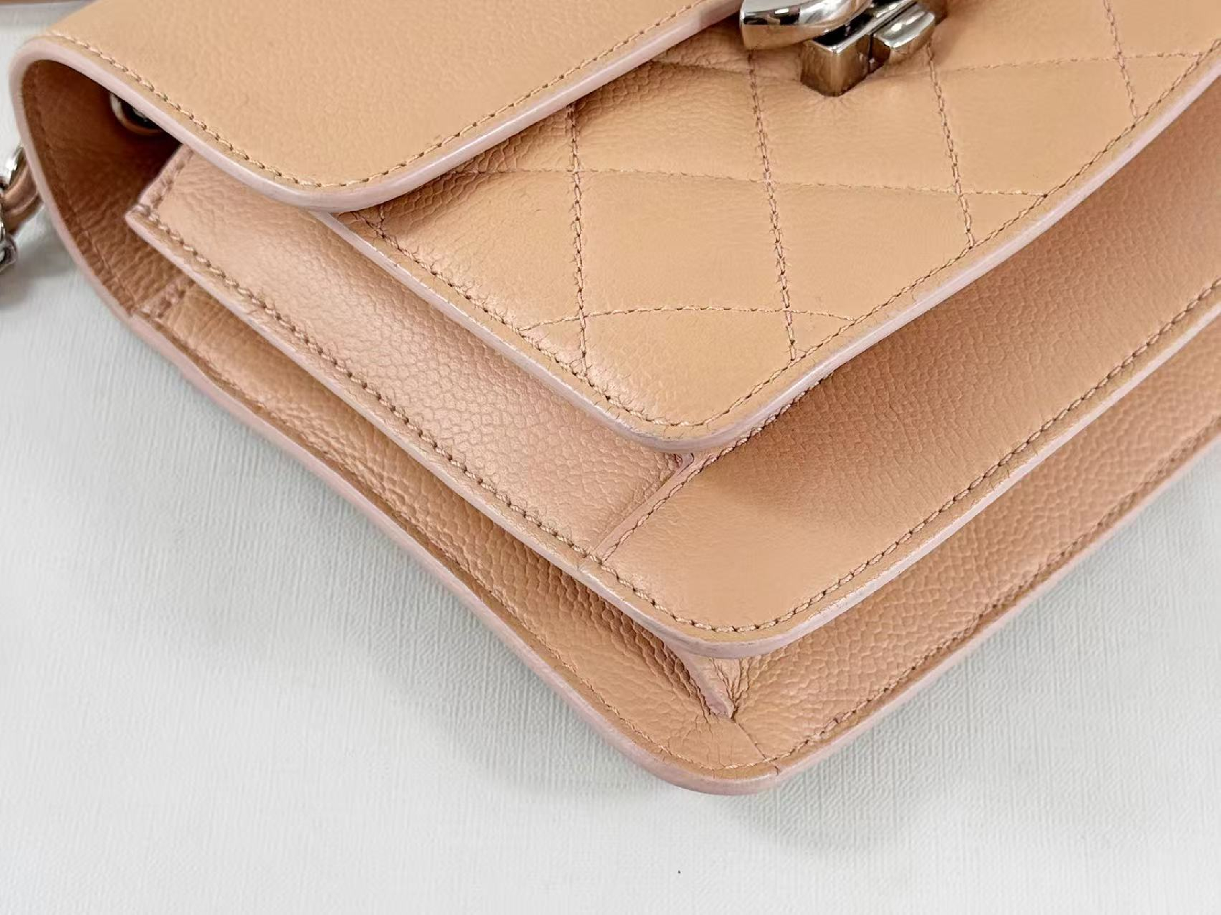 Caviar Skin Matelassé Half Coco Shoulder Bag, Approx. W20cm, Serial Number , with Dust Bag and Seal, Silver Hardware, Item Number 24217590 — view 9