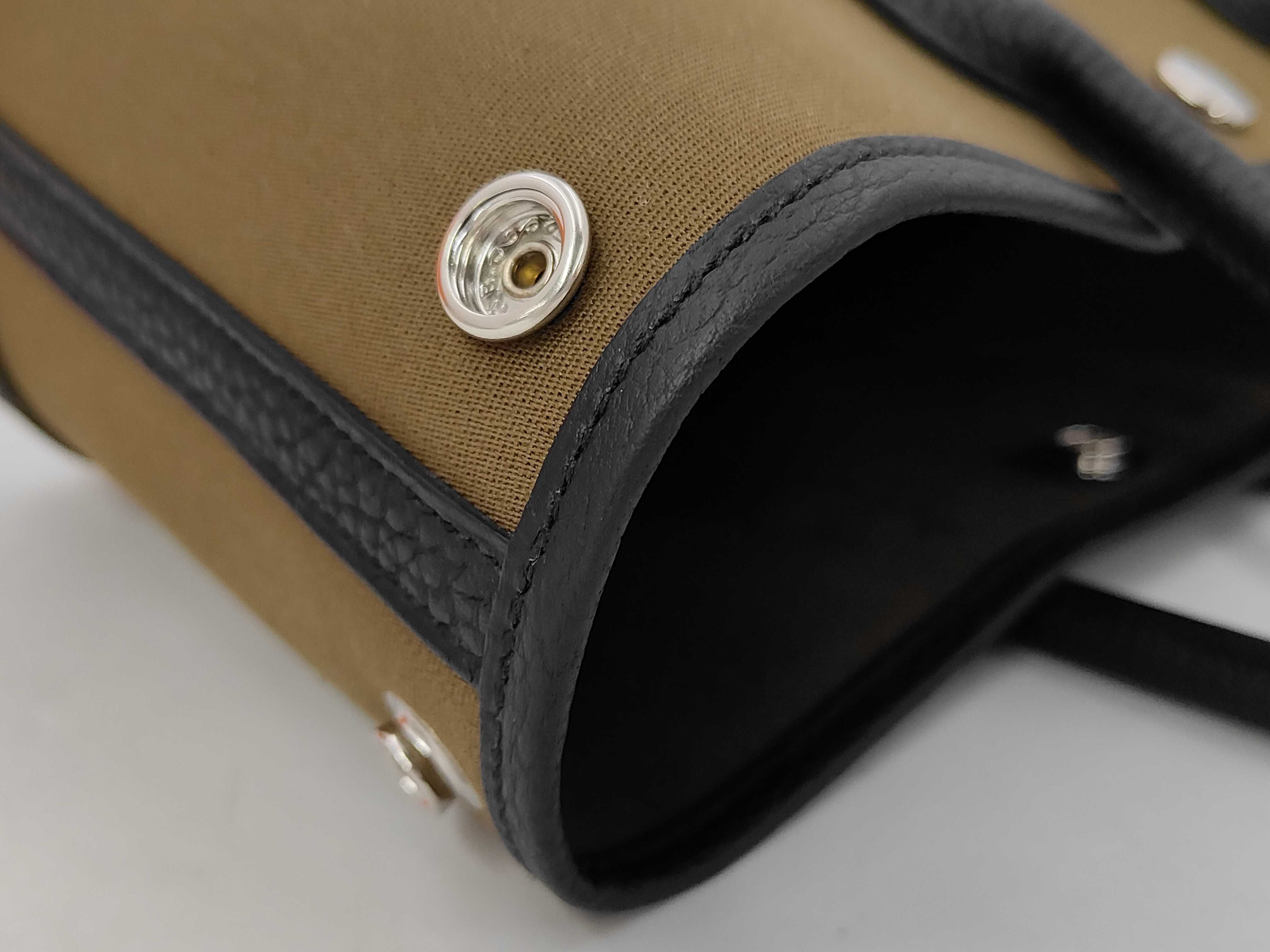 Neo Garden 23 Handbag, Black/Vert Olive (61) x Toile Officier/Negonda Leather x Silver Hardware x G Stamp — view 12