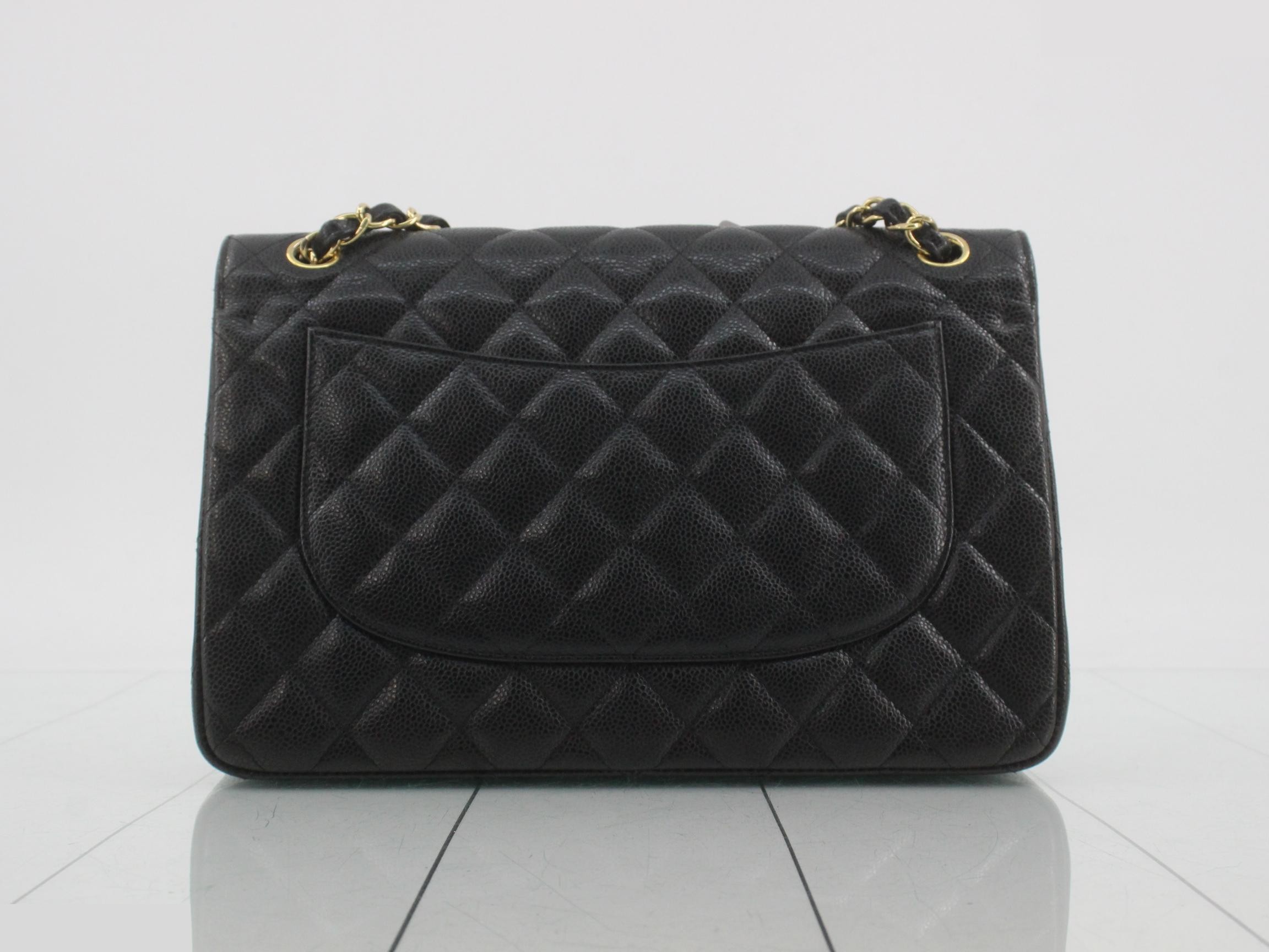 Large Matelassé Caviar Skin Shoulder Bag, Black — view 2