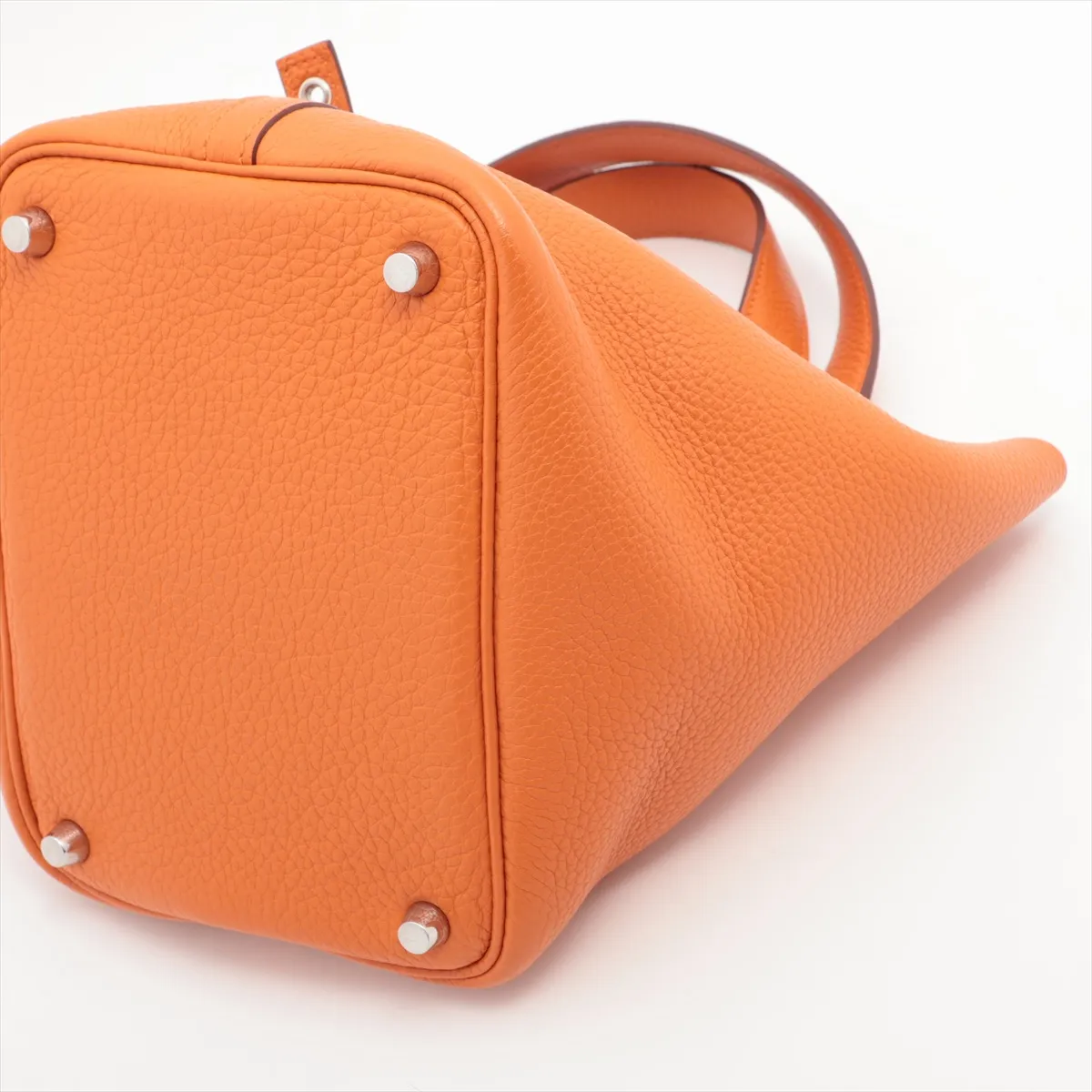 Picotin Lock 18 PM Taurillon Clemence Orange Silver Hardware Q:2013 — view 3