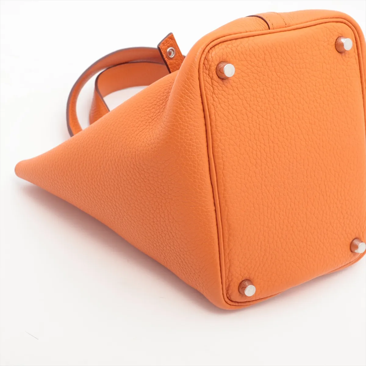Picotin Lock 18 PM Taurillon Clemence Orange Silver Hardware Q:2013 — view 4