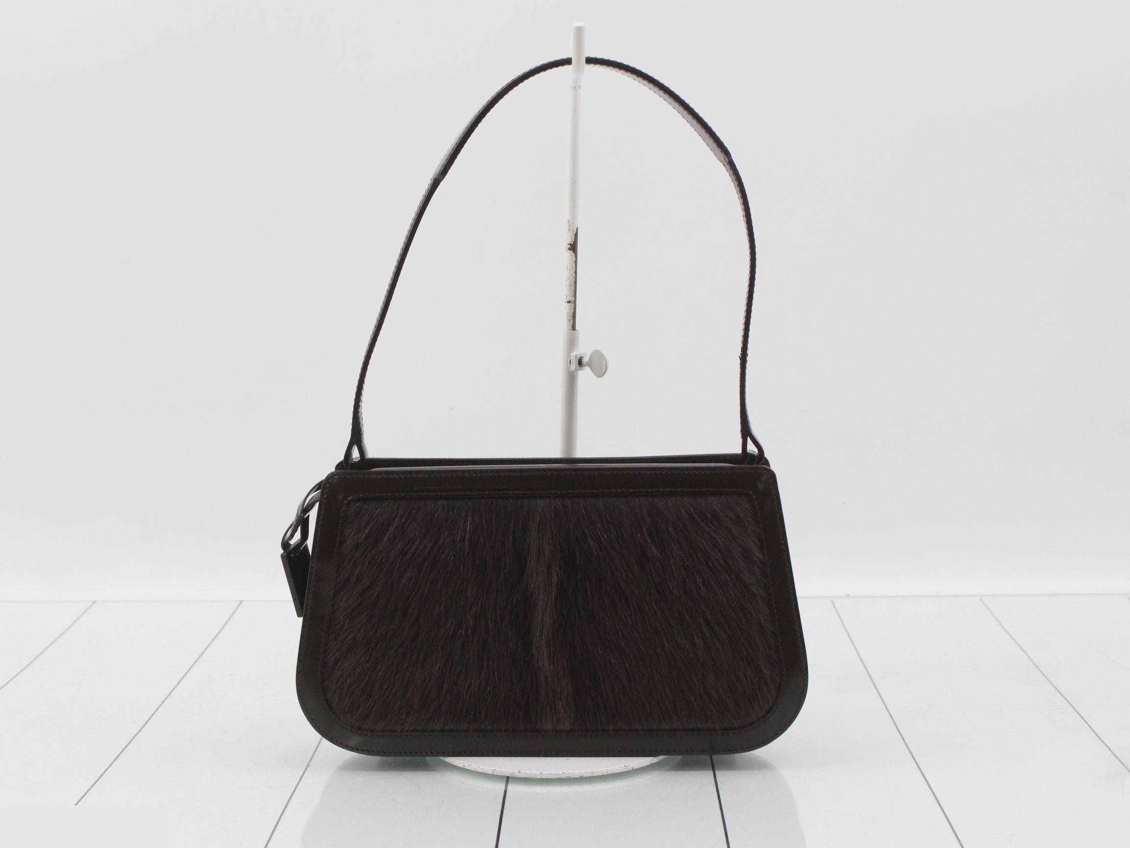 One-shoulder calfskin bag/handbag, brown