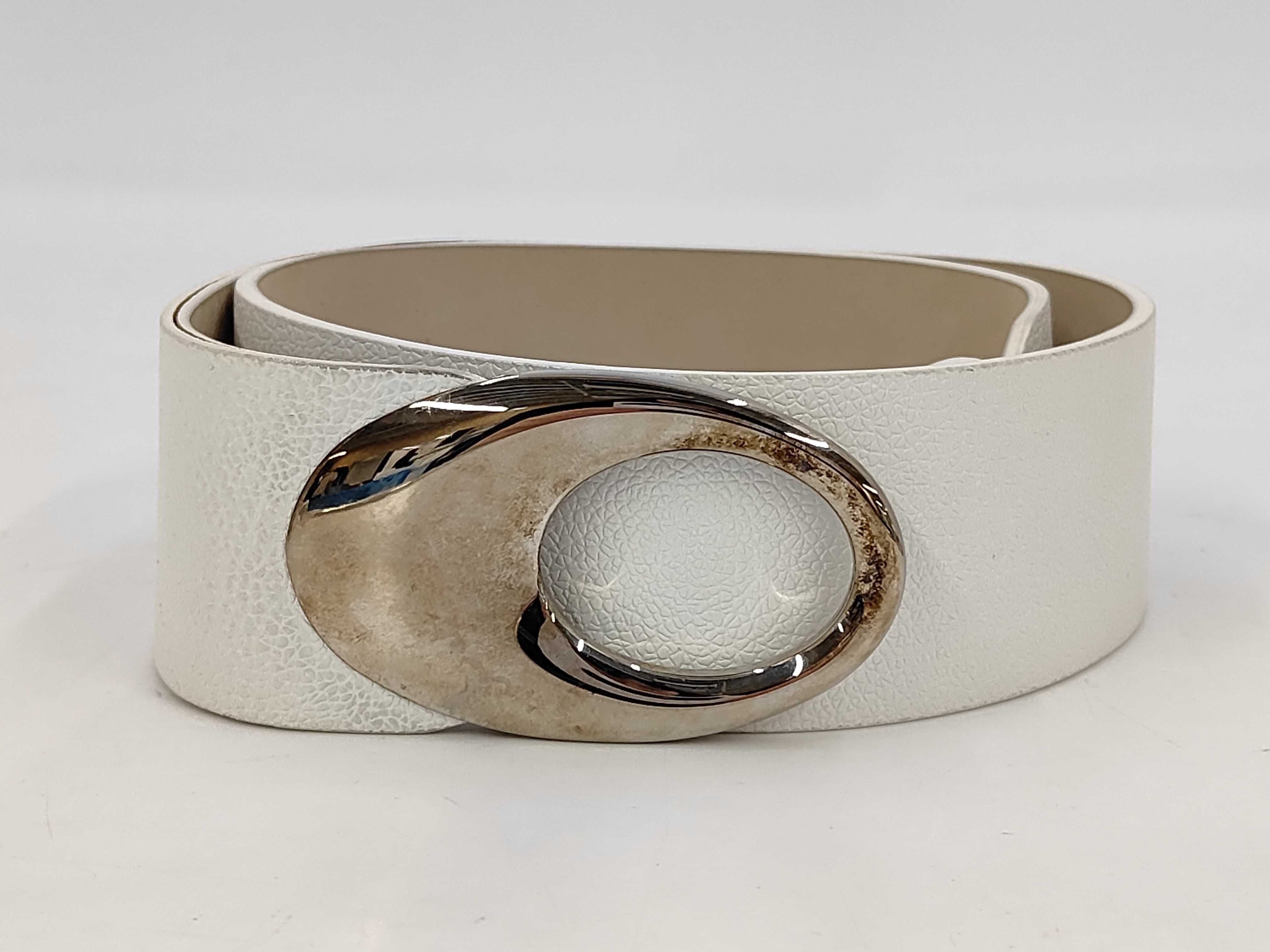 Bulgari Belt Leather White x Silver Belt