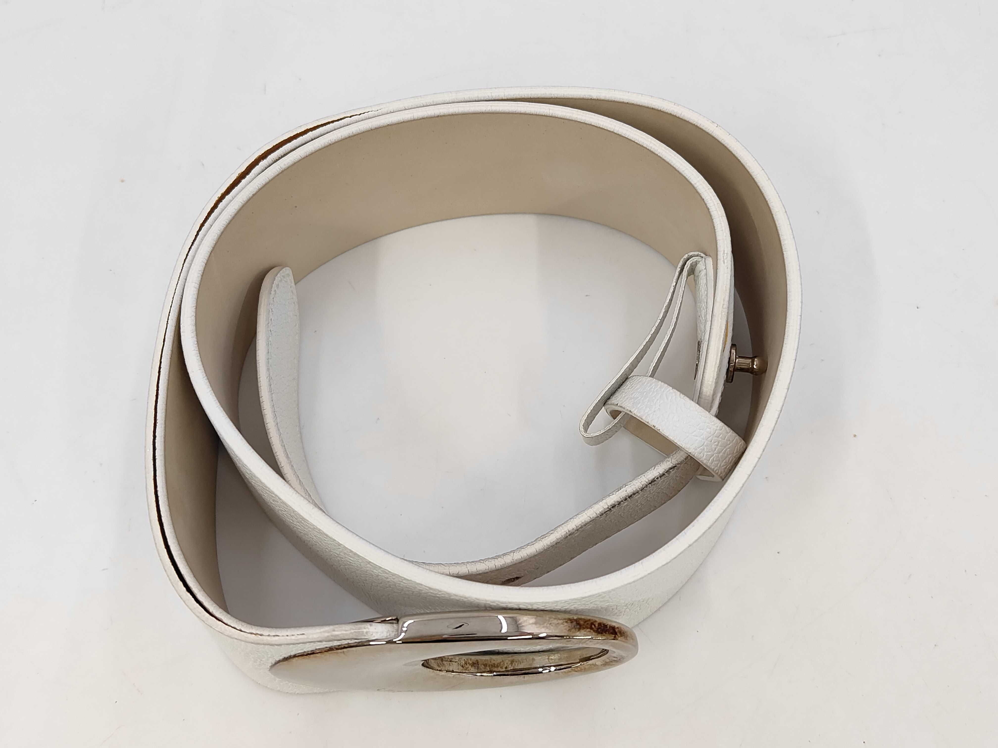 Bulgari Belt Leather White x Silver Belt — view 2