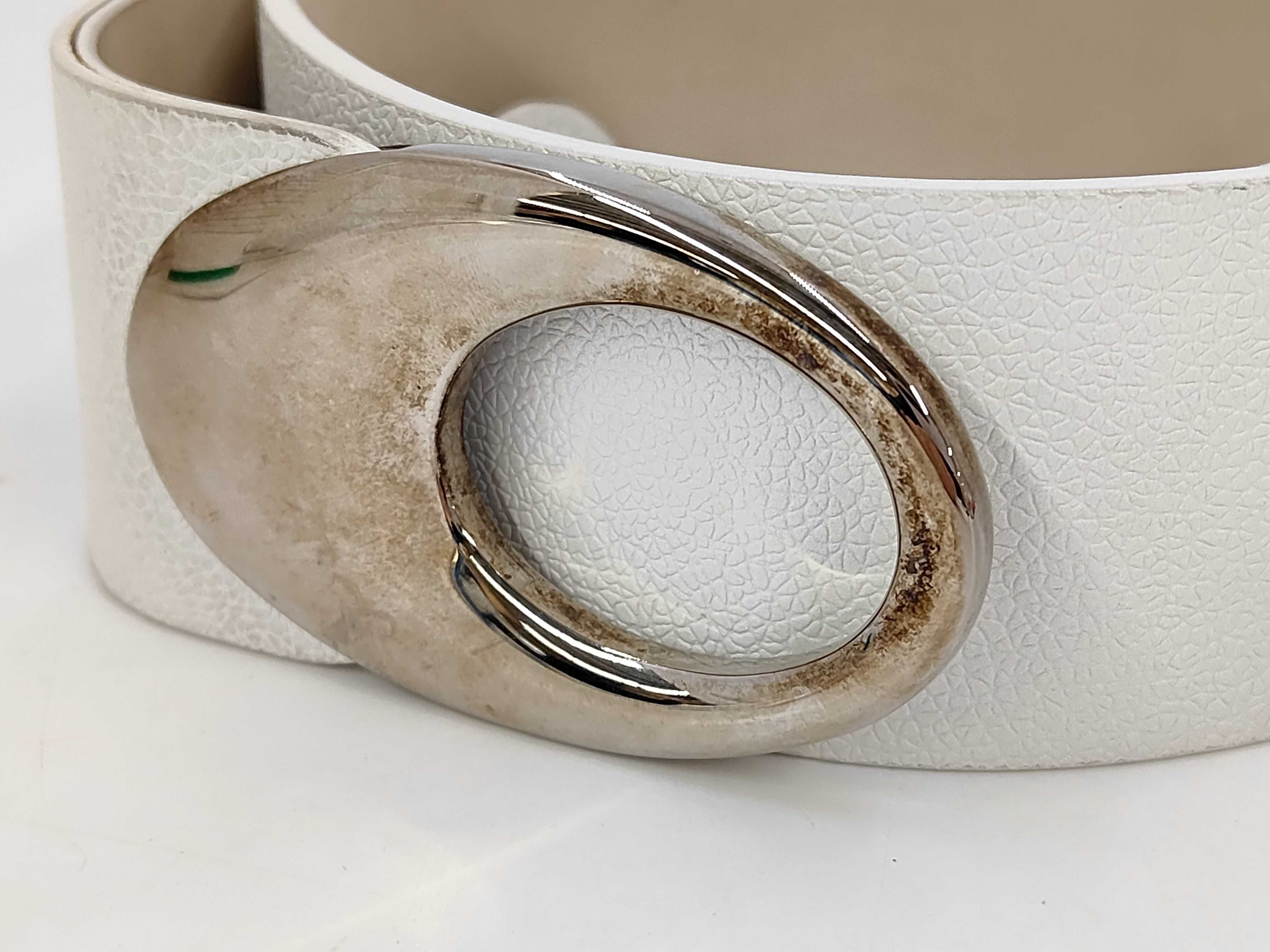 Bulgari Belt Leather White x Silver Belt — view 3