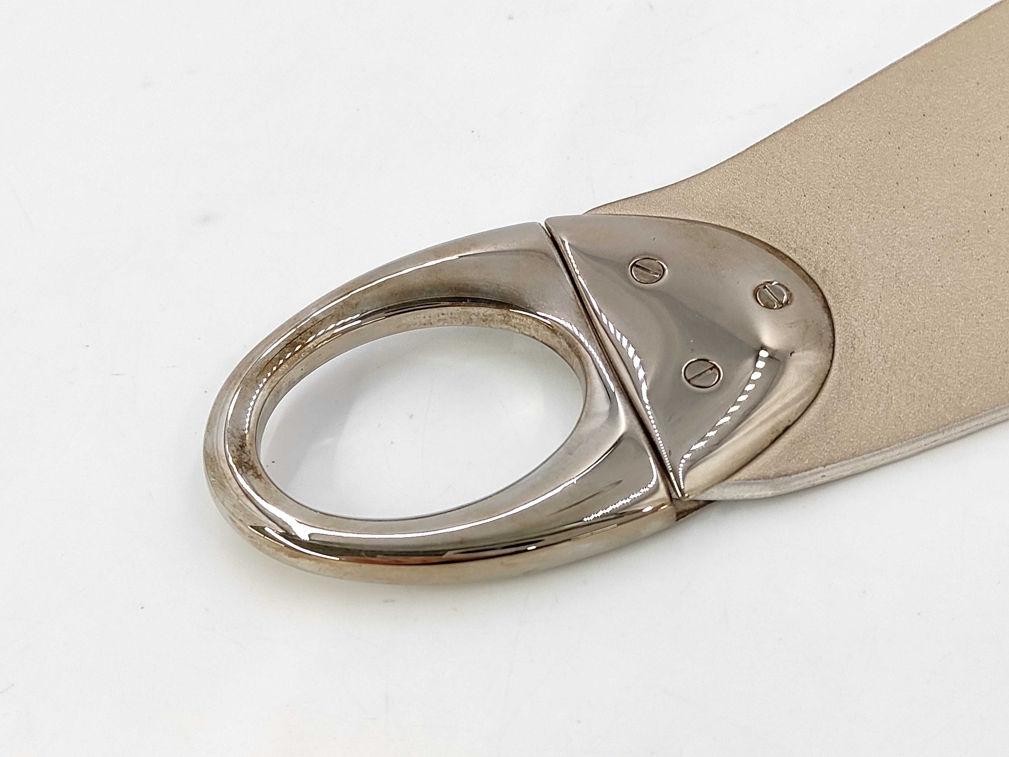 Bulgari Belt Leather White x Silver Belt — view 4