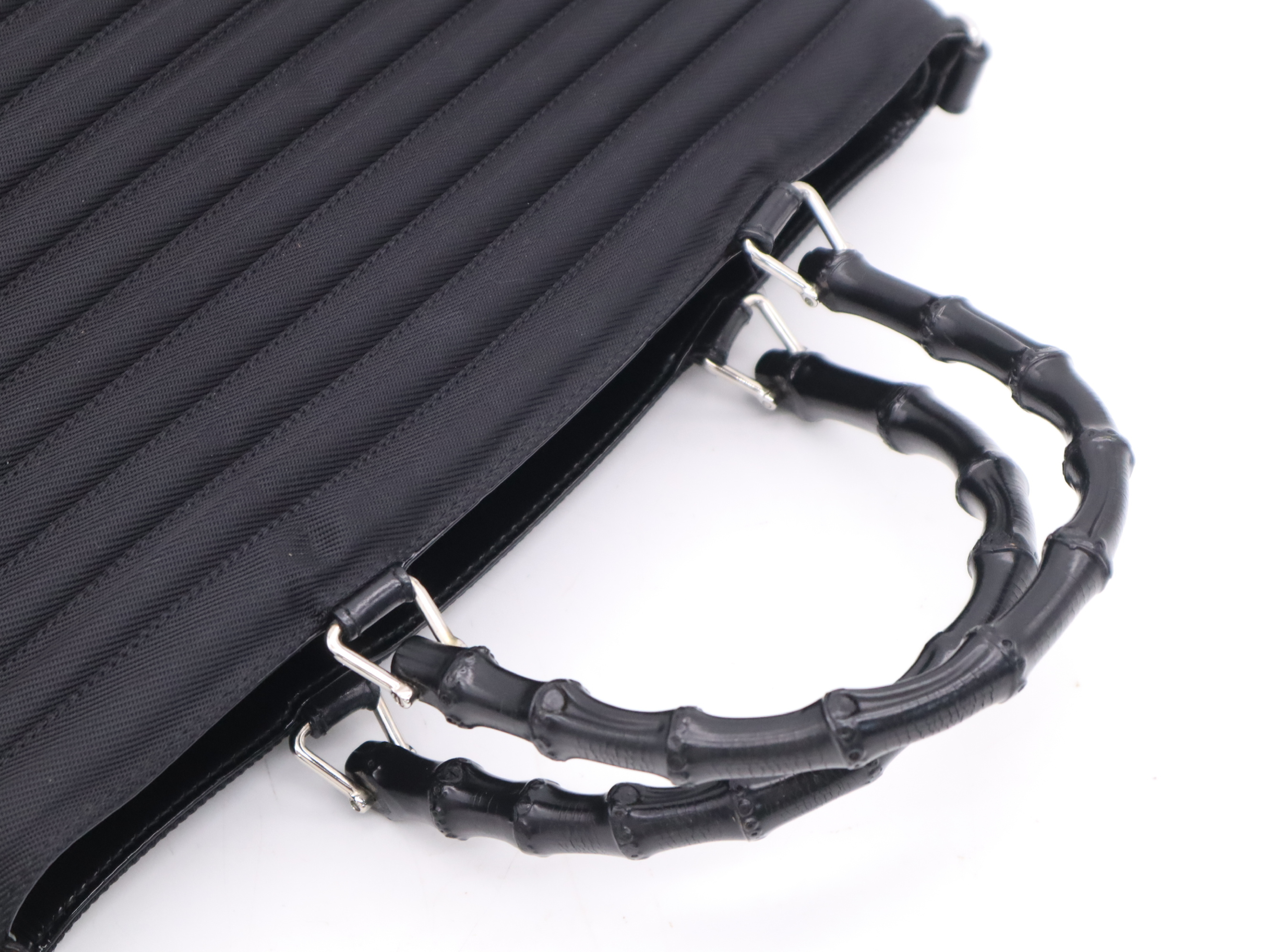 000-1998-0588 Bamboo Handbag, Black, Silver Hardware — view 6