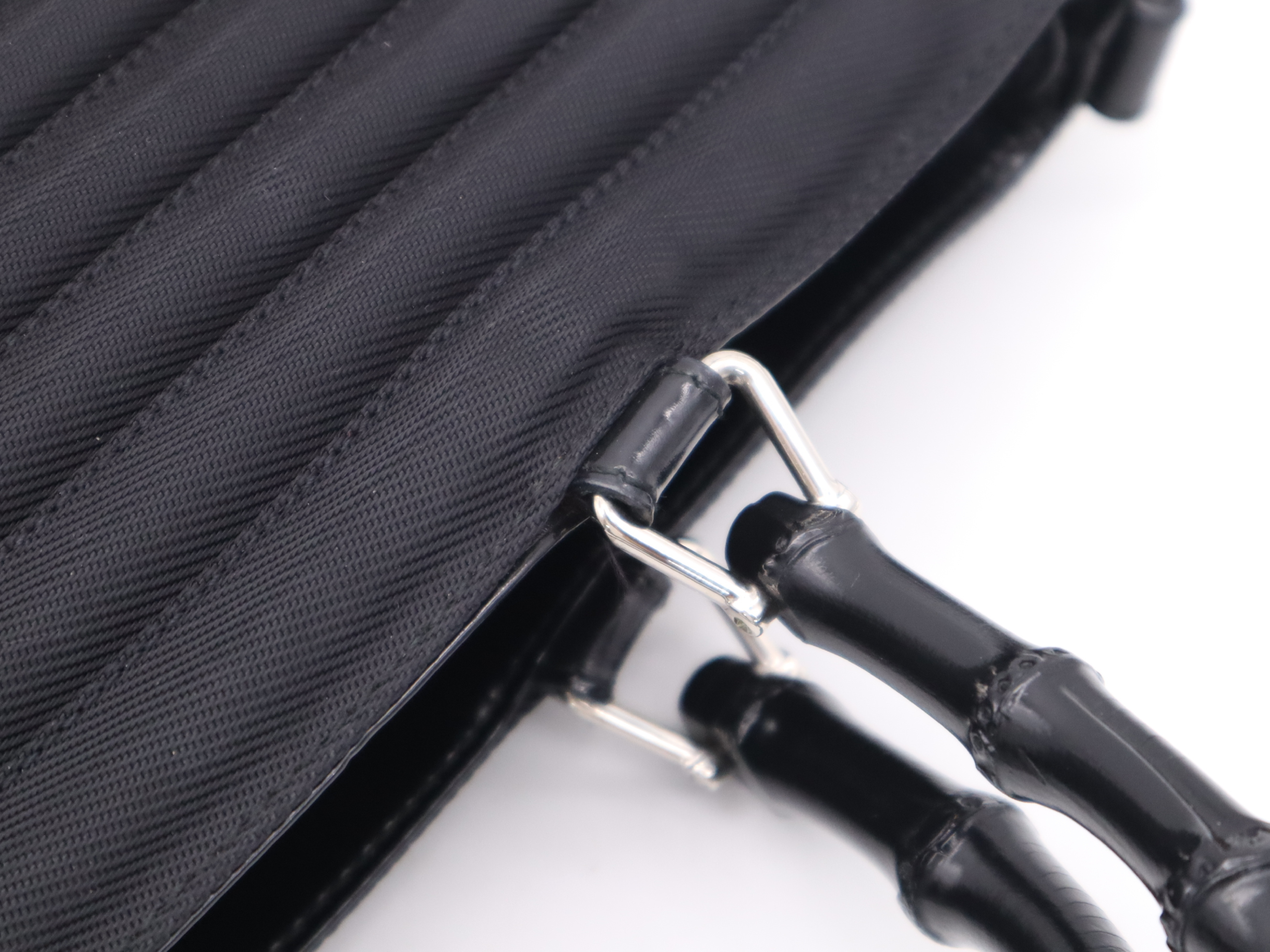 000-1998-0588 Bamboo Handbag, Black, Silver Hardware — view 8