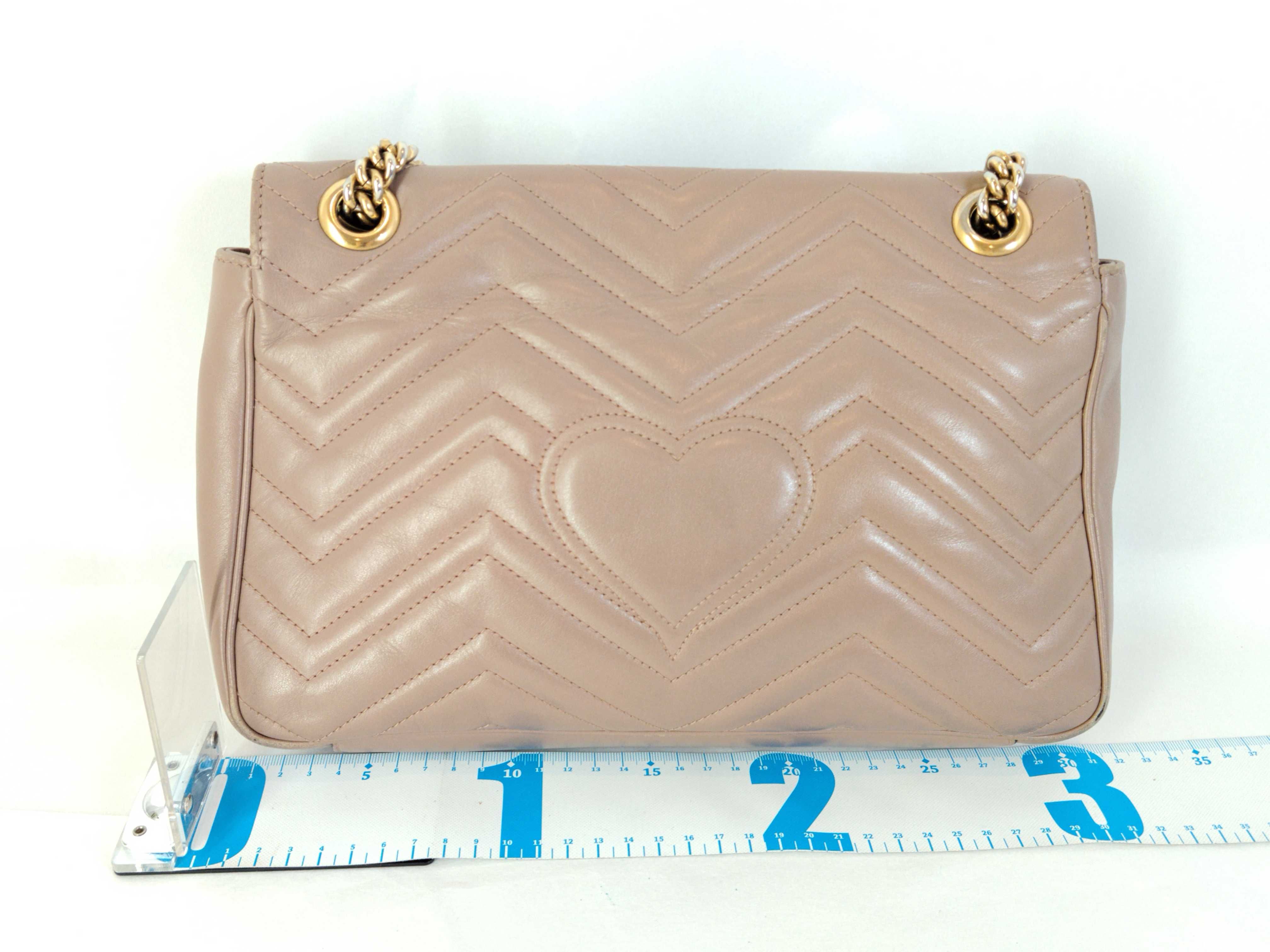 PH-GG Marmont Small Flap Taupe Leather Gold Hardware Chain Shoulder Bag — view 2