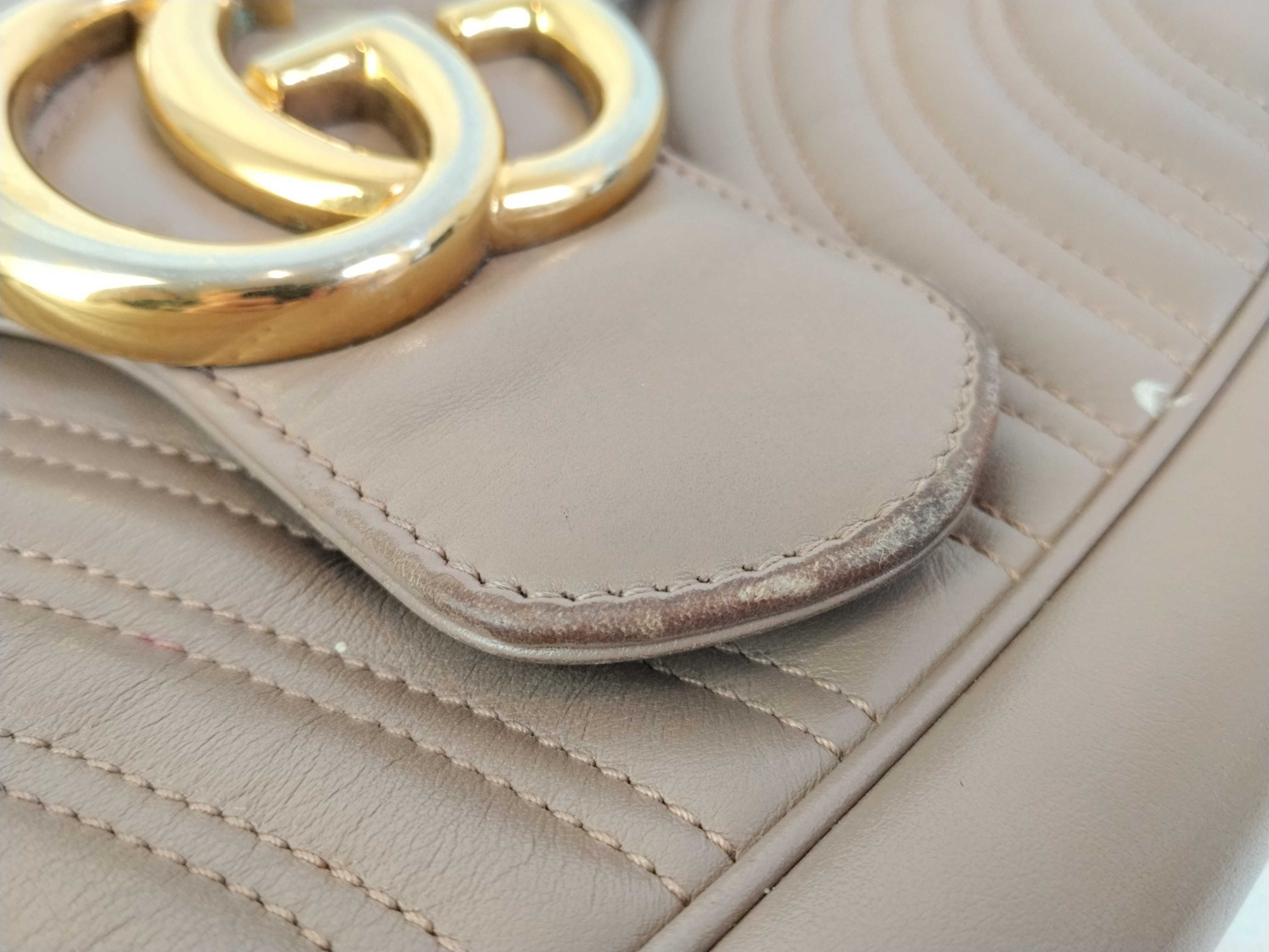 PH-GG Marmont Small Flap Taupe Leather Gold Hardware Chain Shoulder Bag — view 13