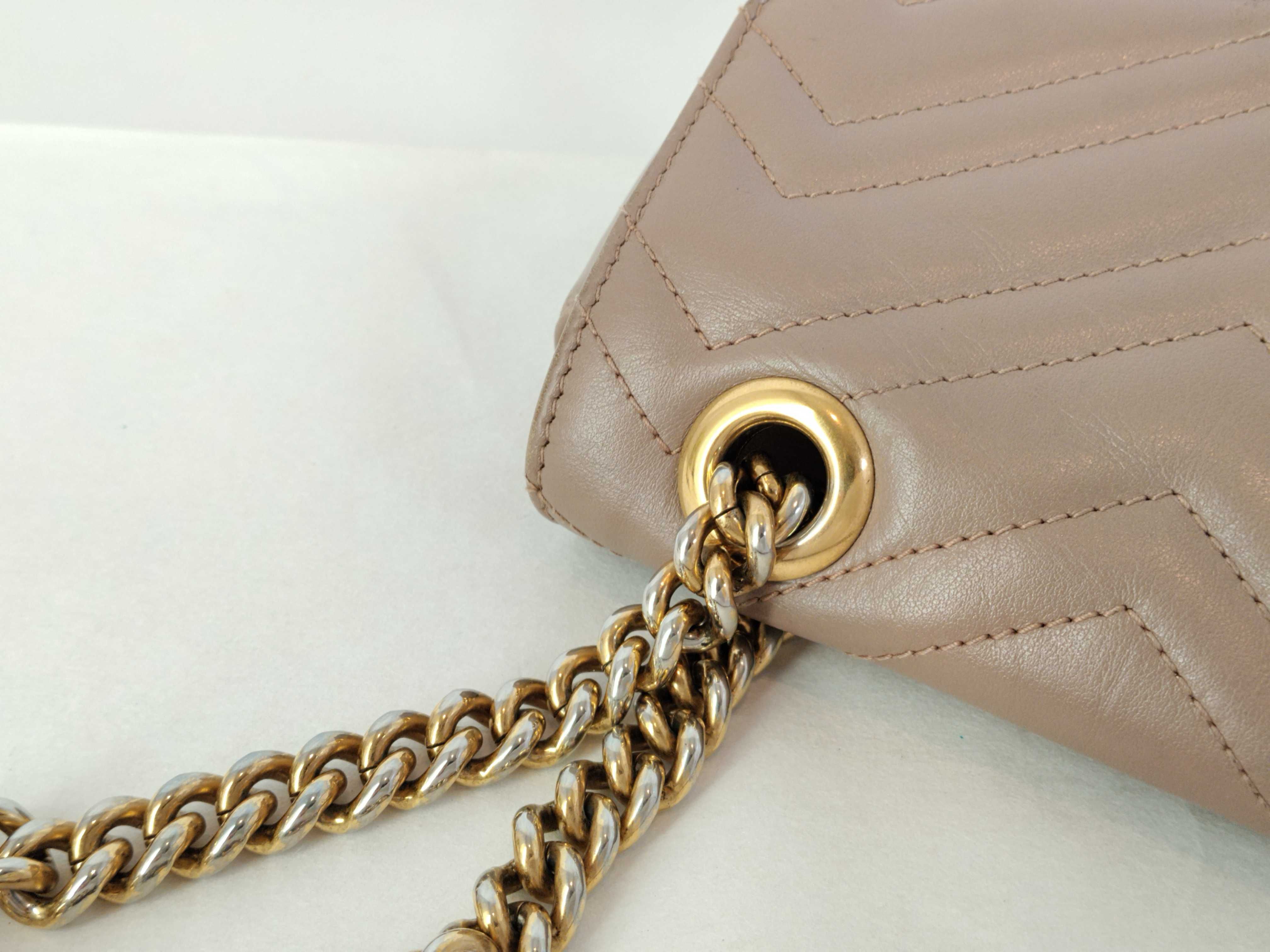 PH-GG Marmont Small Flap Taupe Leather Gold Hardware Chain Shoulder Bag — view 5