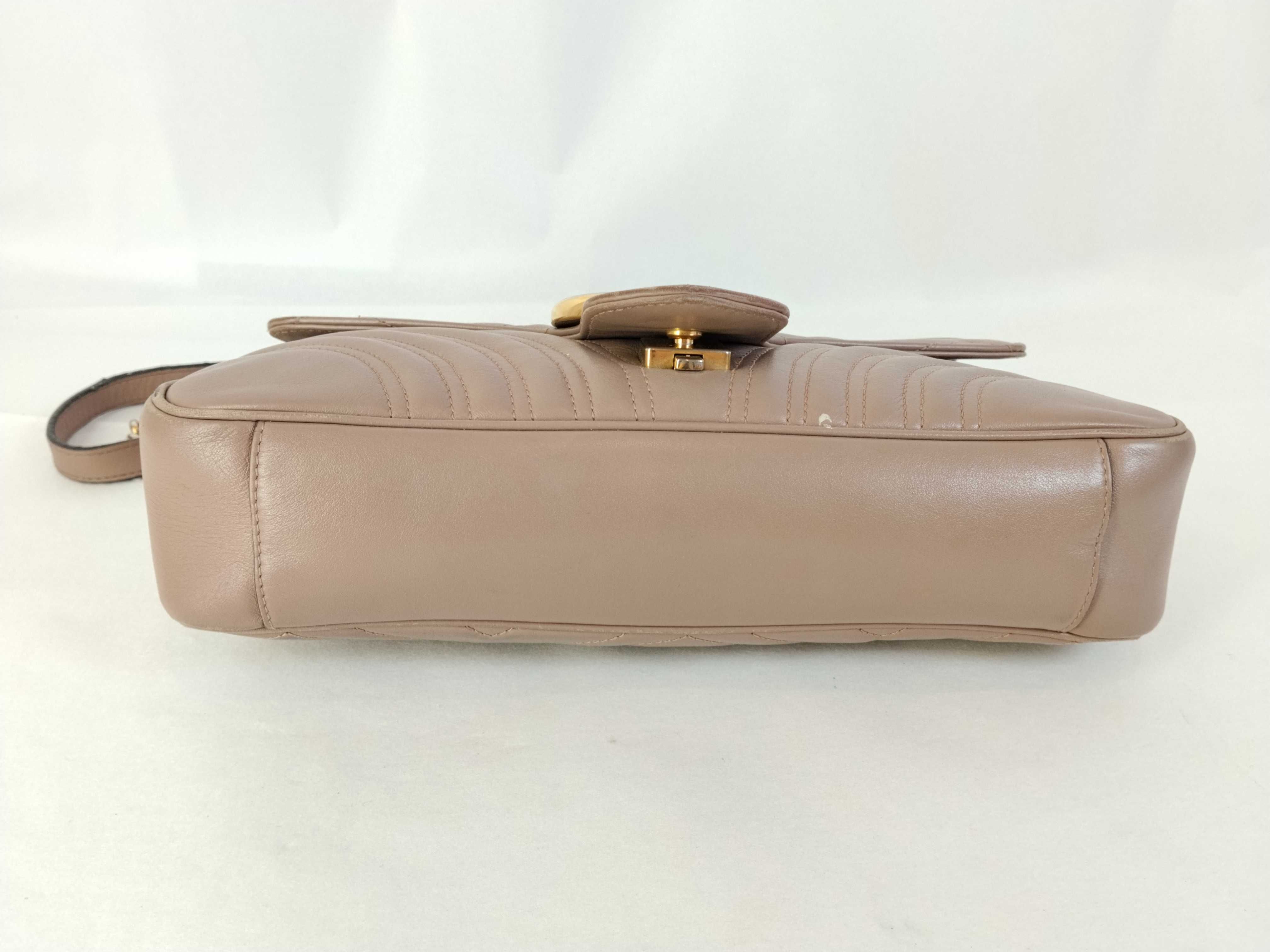 PH-GG Marmont Small Flap Taupe Leather Gold Hardware Chain Shoulder Bag — view 7