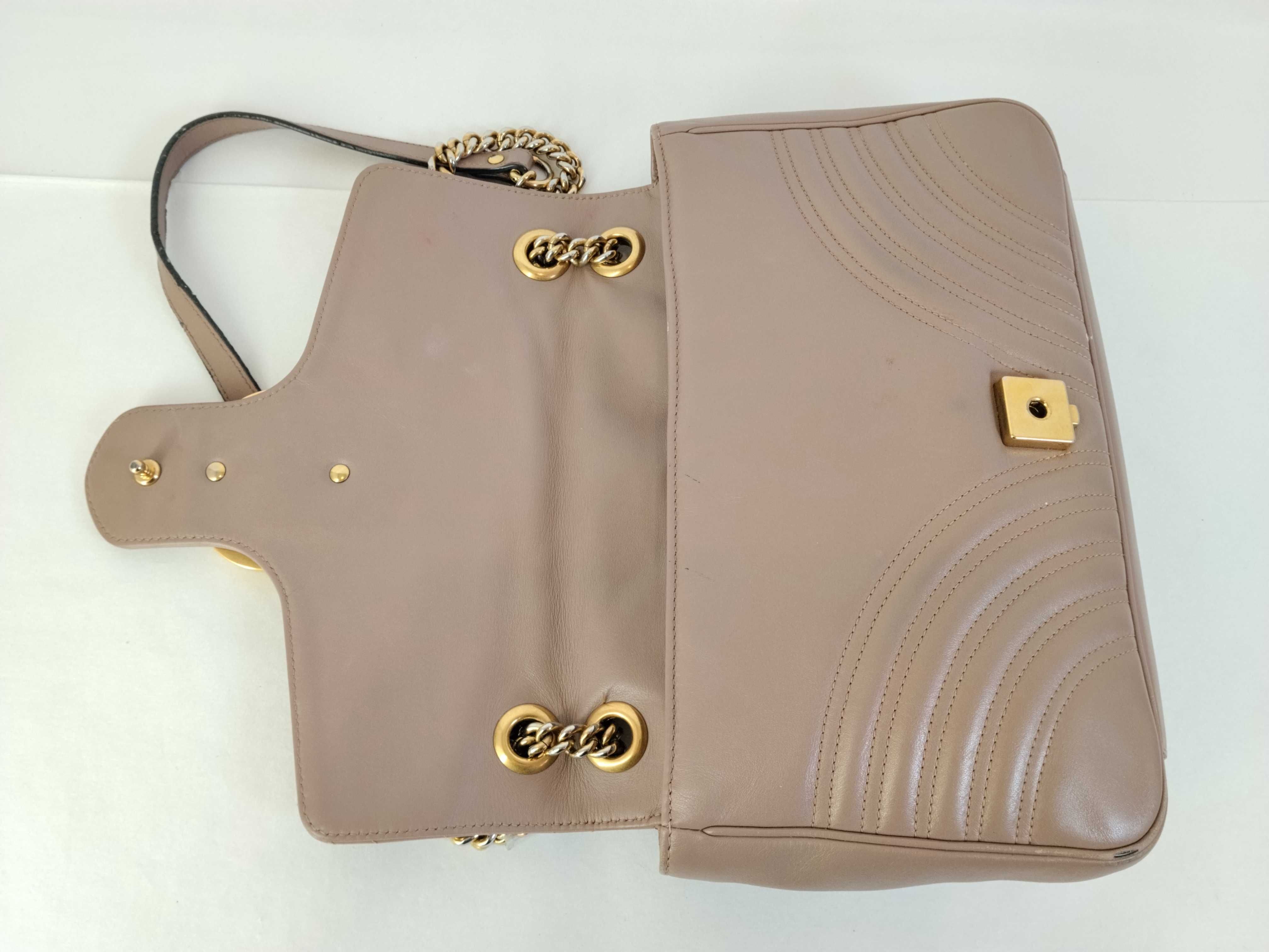 PH-GG Marmont Small Flap Taupe Leather Gold Hardware Chain Shoulder Bag — view 8