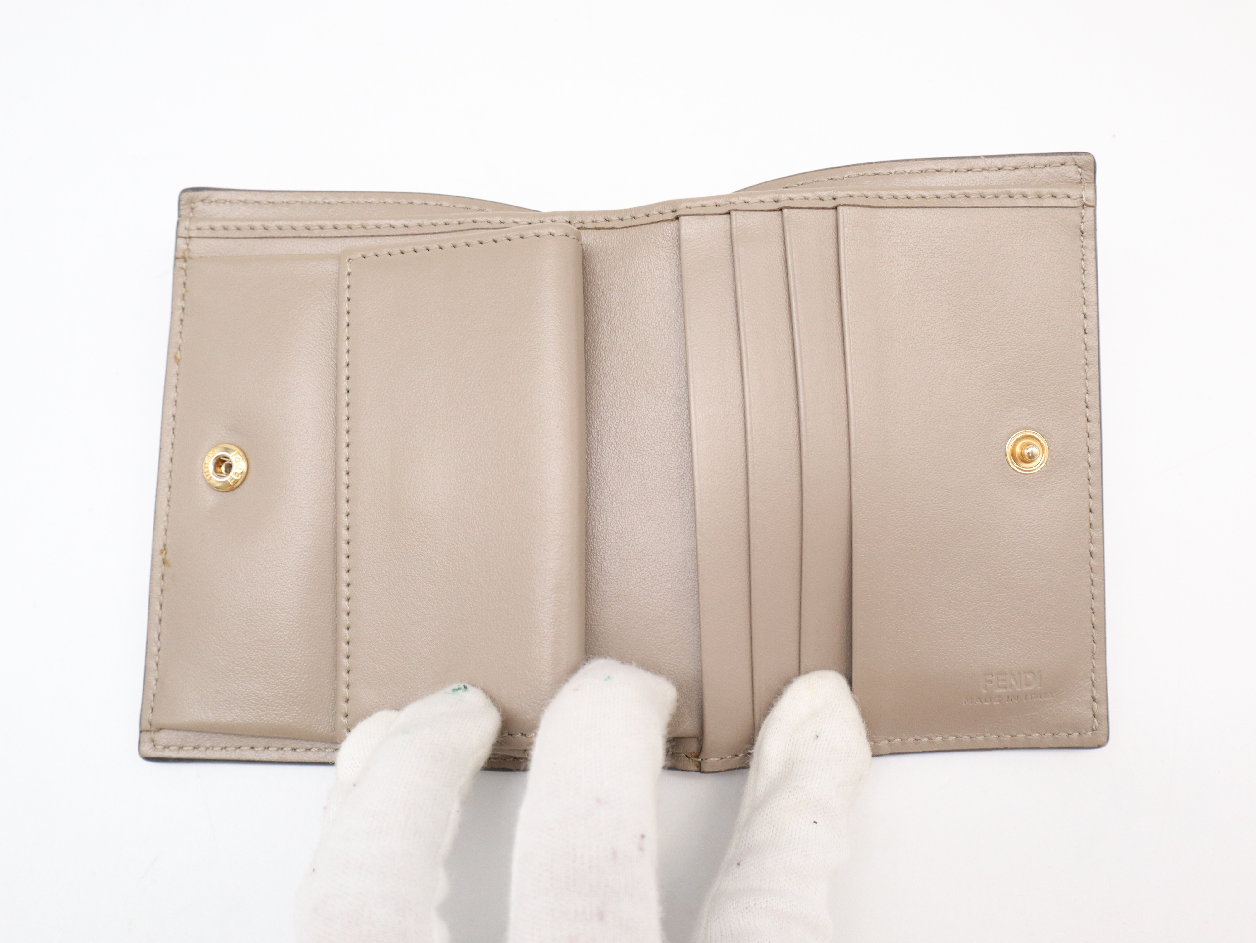 8M0387 Leather F-Is Bi-fold Wallet, Greige — view 9