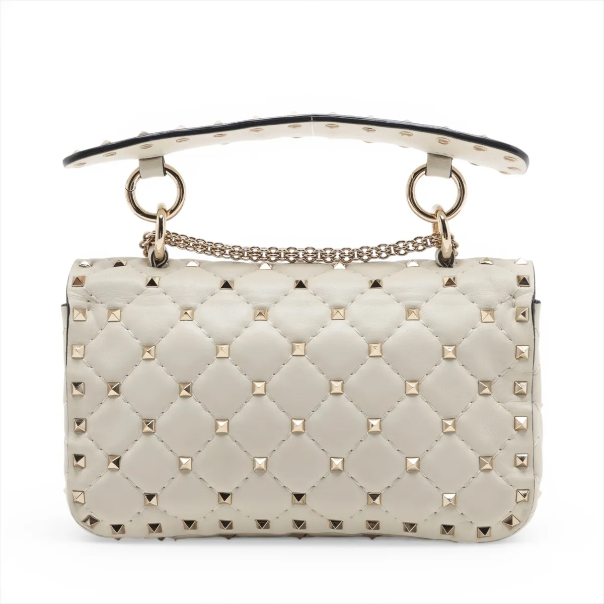 Rockstud Leather x Stud 2-Way Shoulder Bag, Beige — view 2