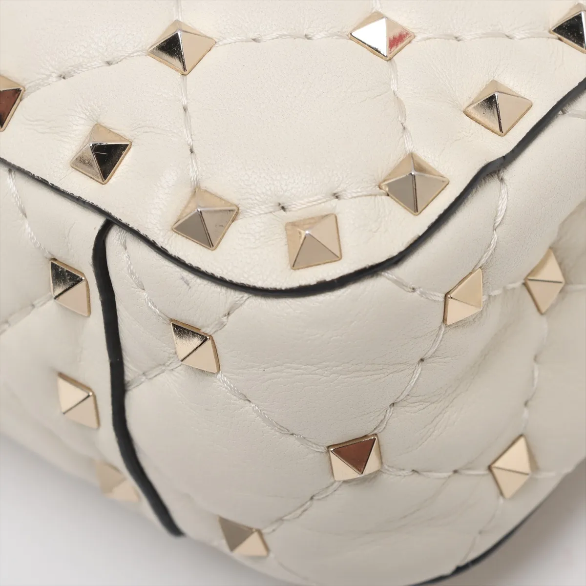 Rockstud Leather x Stud 2-Way Shoulder Bag, Beige — view 11