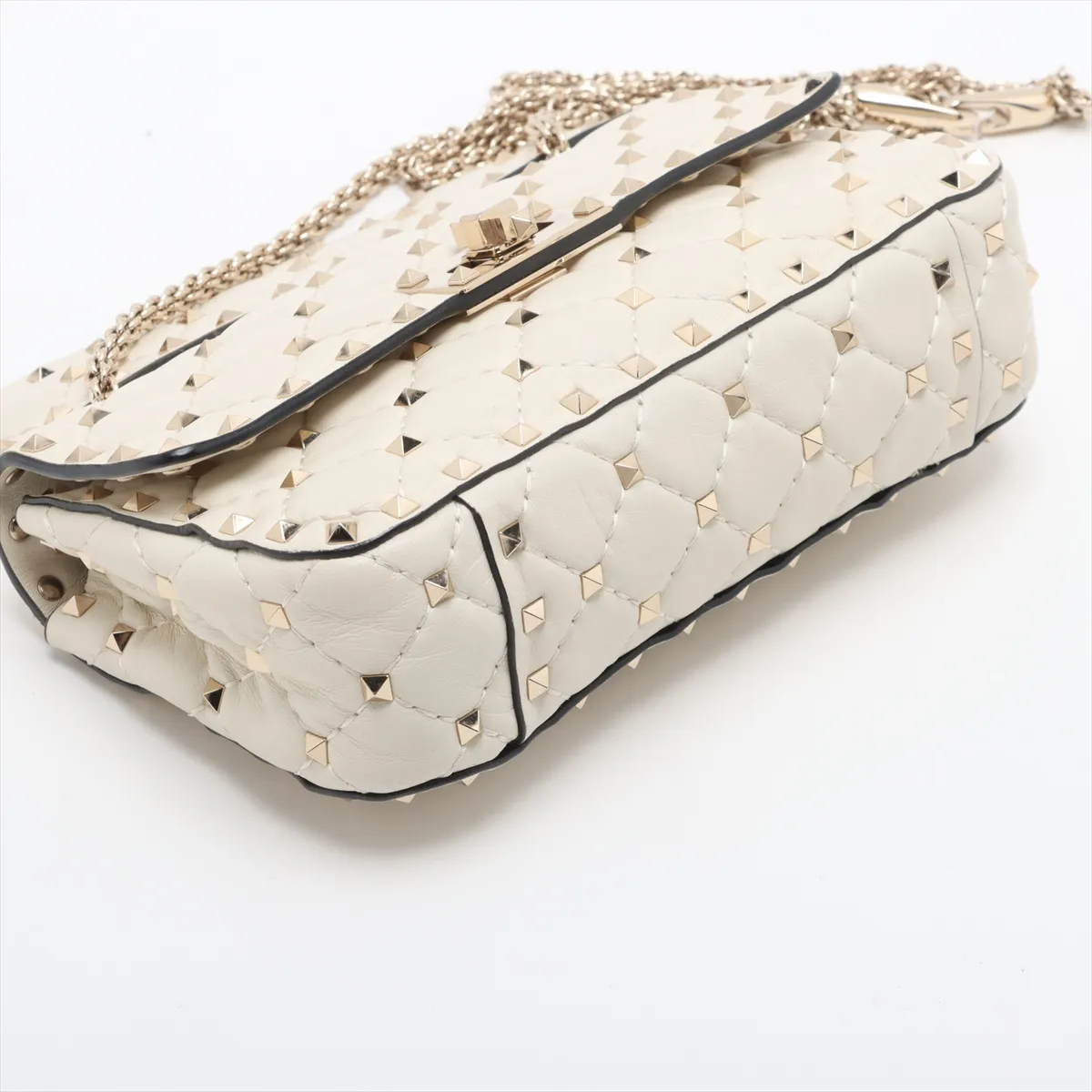 Rockstud Leather x Stud 2-Way Shoulder Bag, Beige — view 4