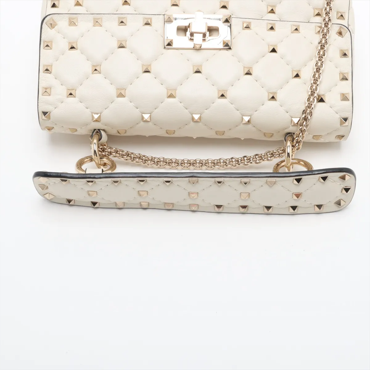 Rockstud Leather x Stud 2-Way Shoulder Bag, Beige — view 5