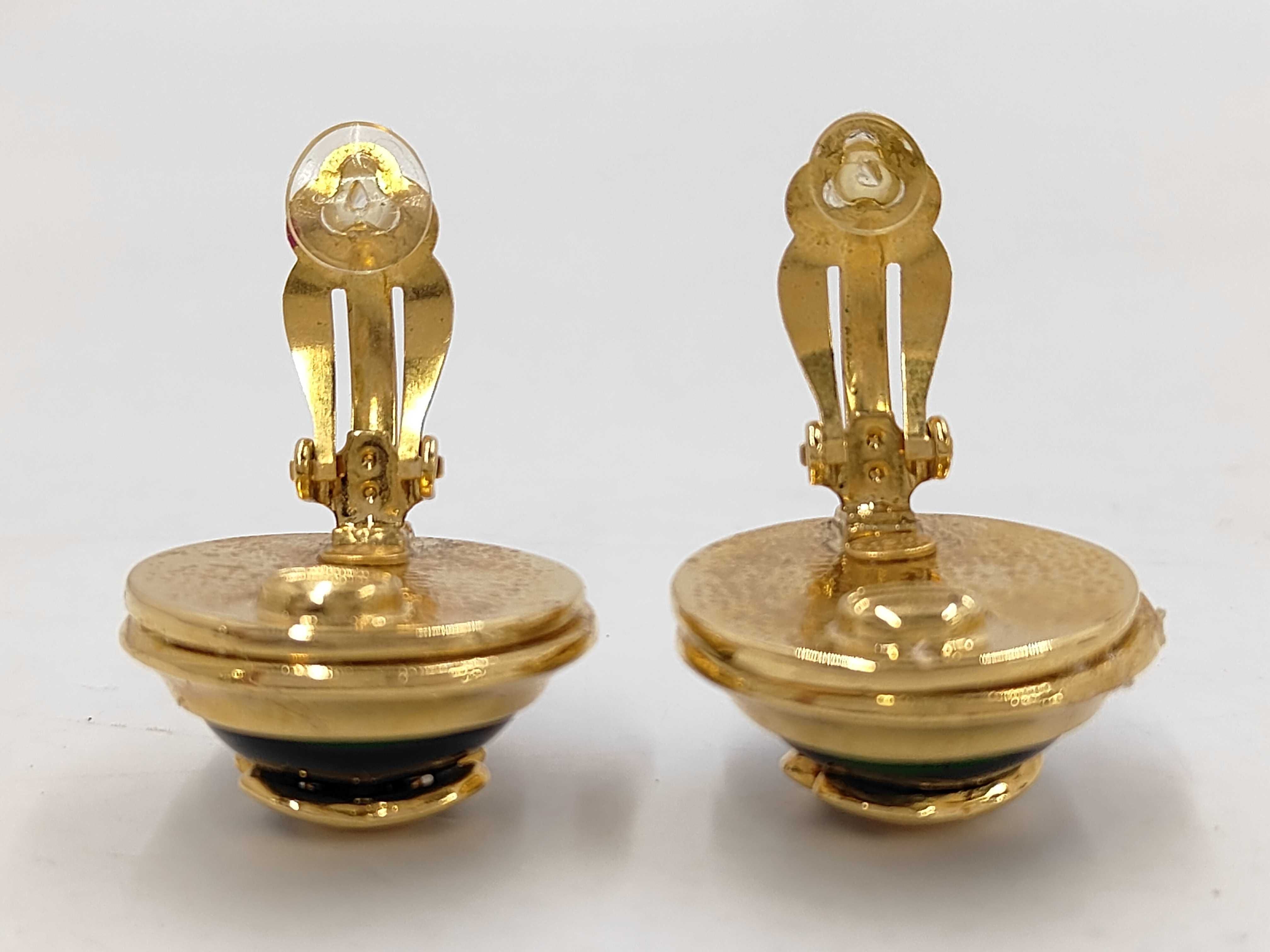 Round Coco Green x Gold (YG) Earrings — view 4