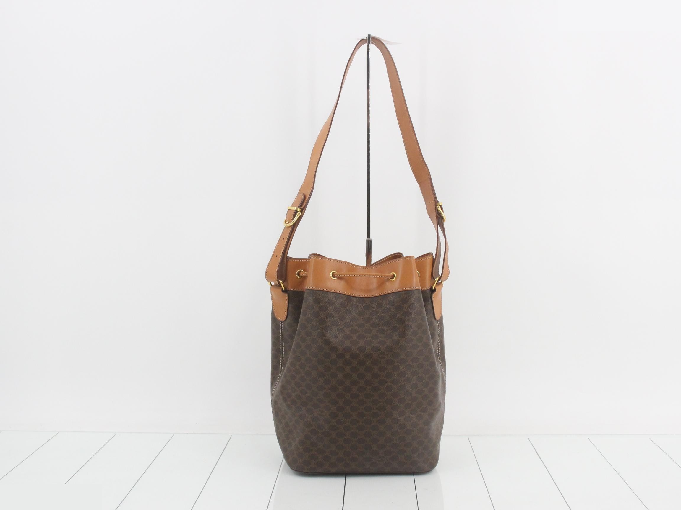 Macadam Drawstring Bucket Bag, Brown, 22 x 31 x 16 cm — view 2