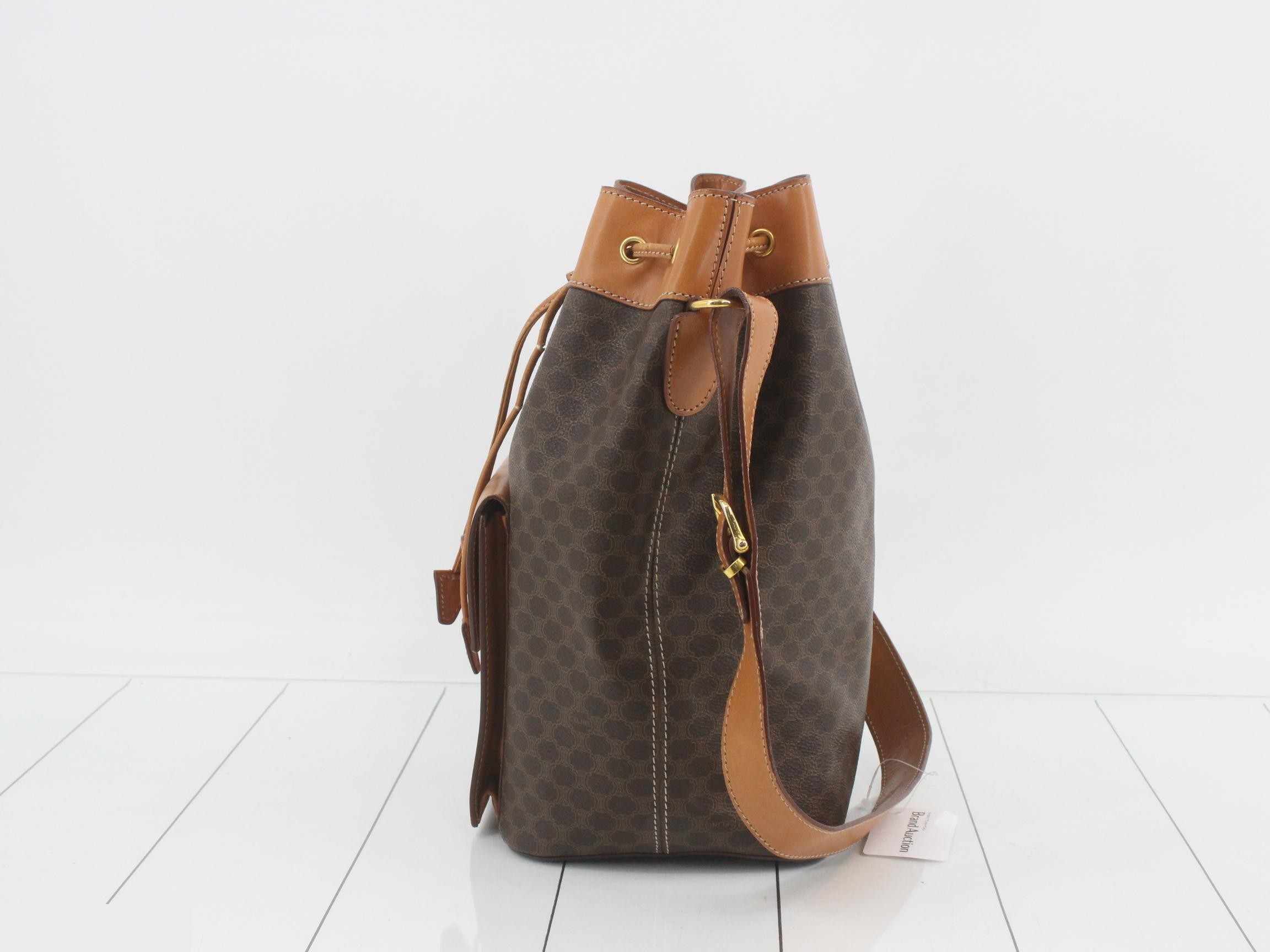 Macadam Drawstring Bucket Bag, Brown, 22 x 31 x 16 cm — view 3