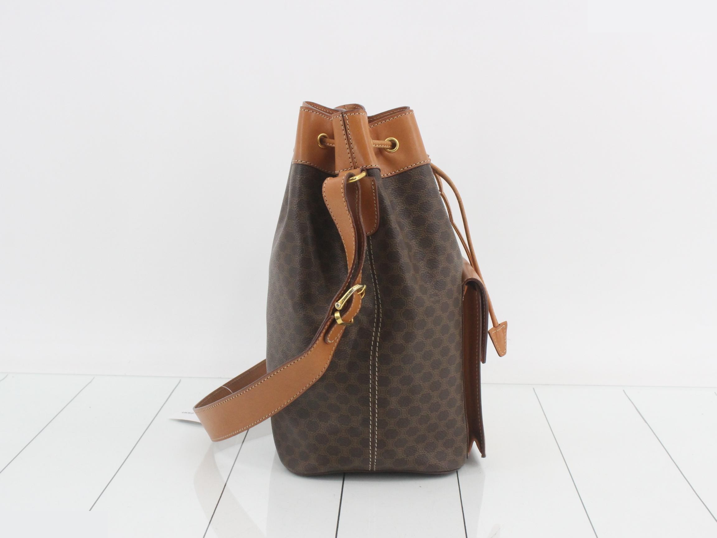 Macadam Drawstring Bucket Bag, Brown, 22 x 31 x 16 cm — view 4