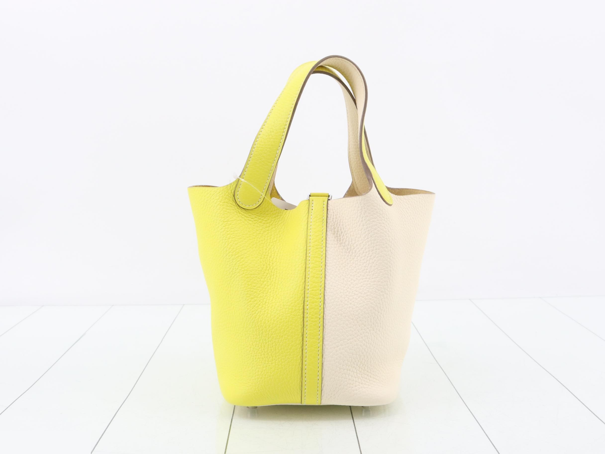 Picotin PM Leather Handbag, Y Stamp, Bi-color — view 2