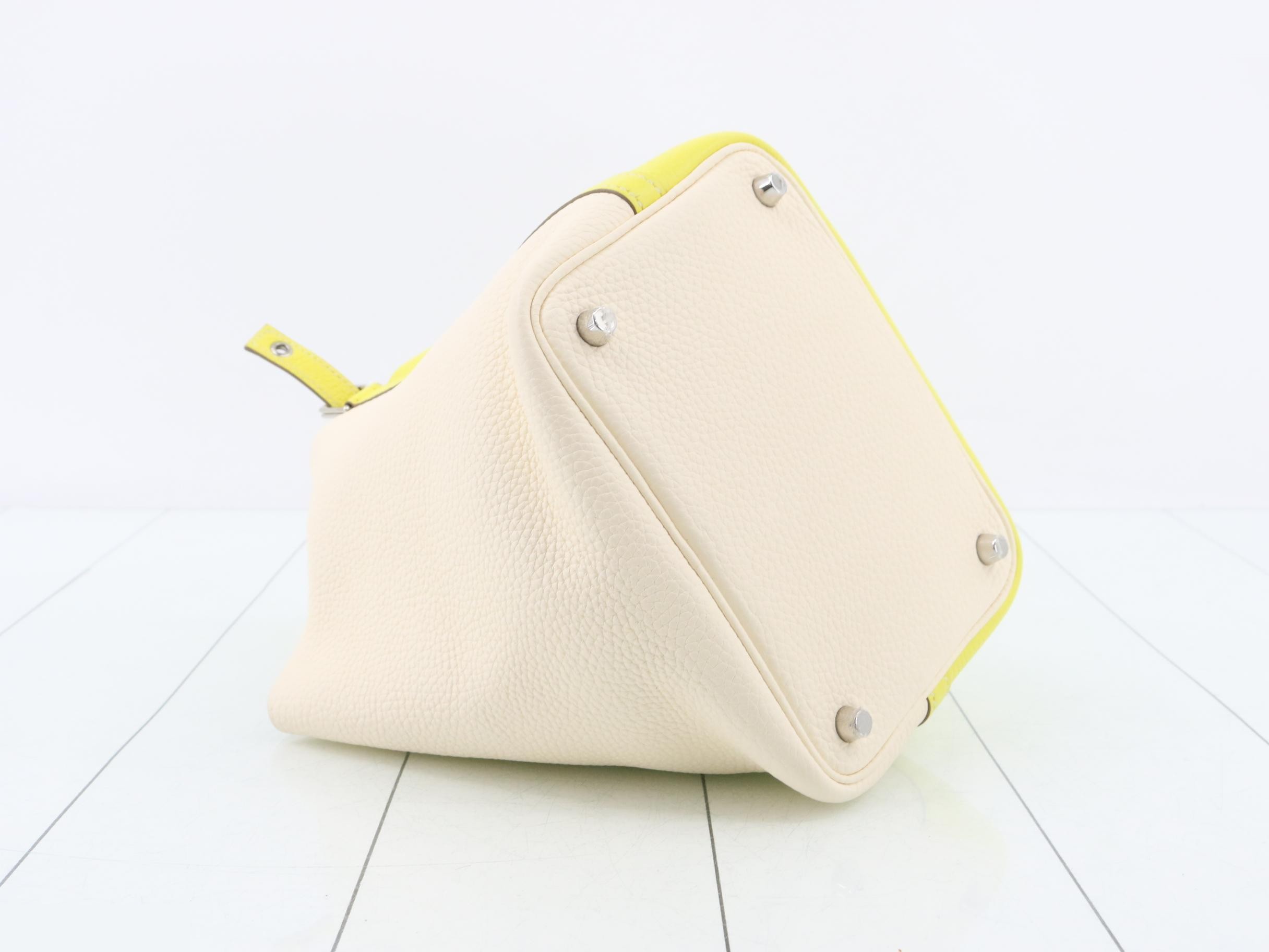 Picotin PM Leather Handbag, Y Stamp, Bi-color — view 5