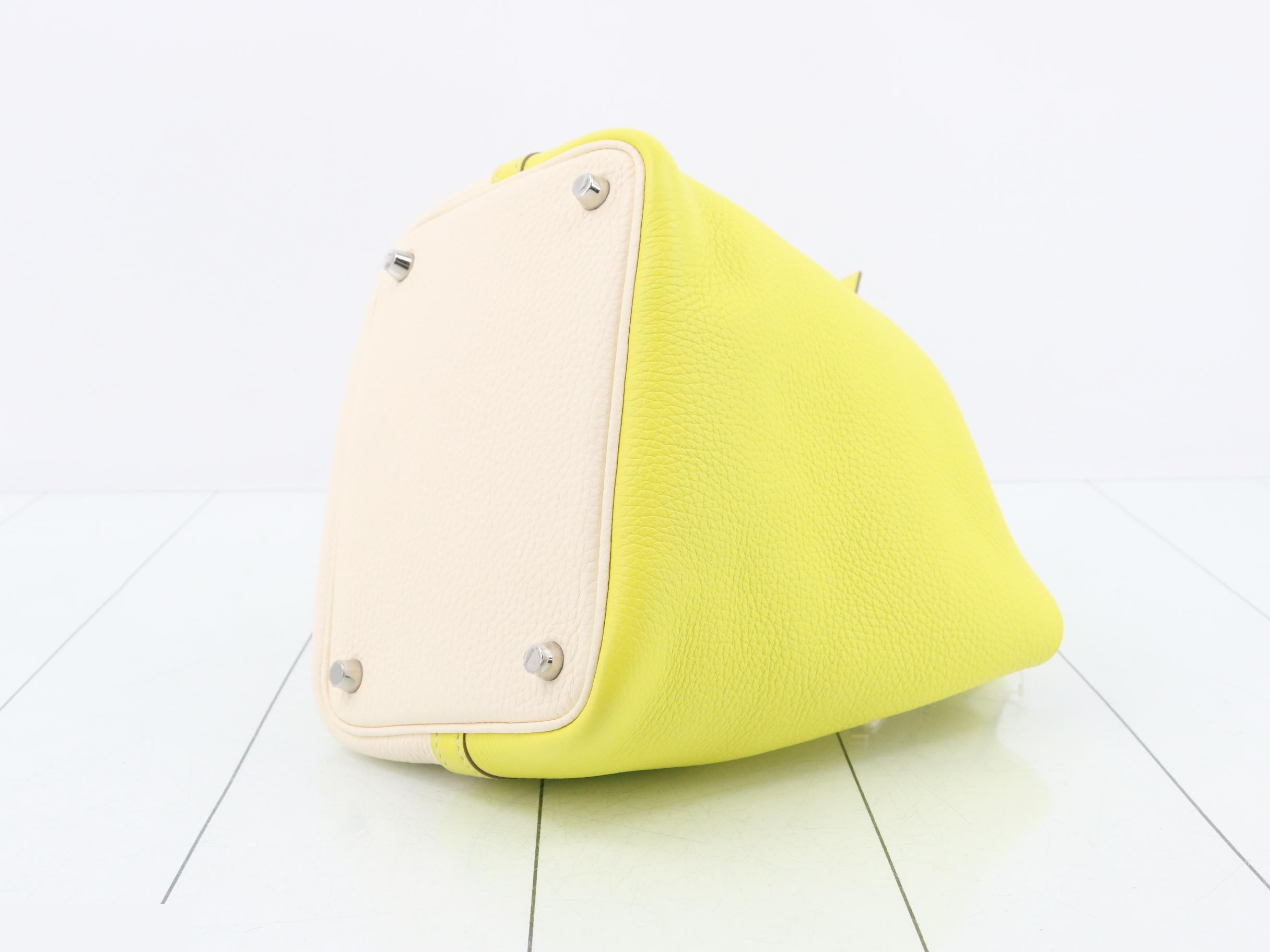 Picotin PM Leather Handbag, Y Stamp, Bi-color — view 6