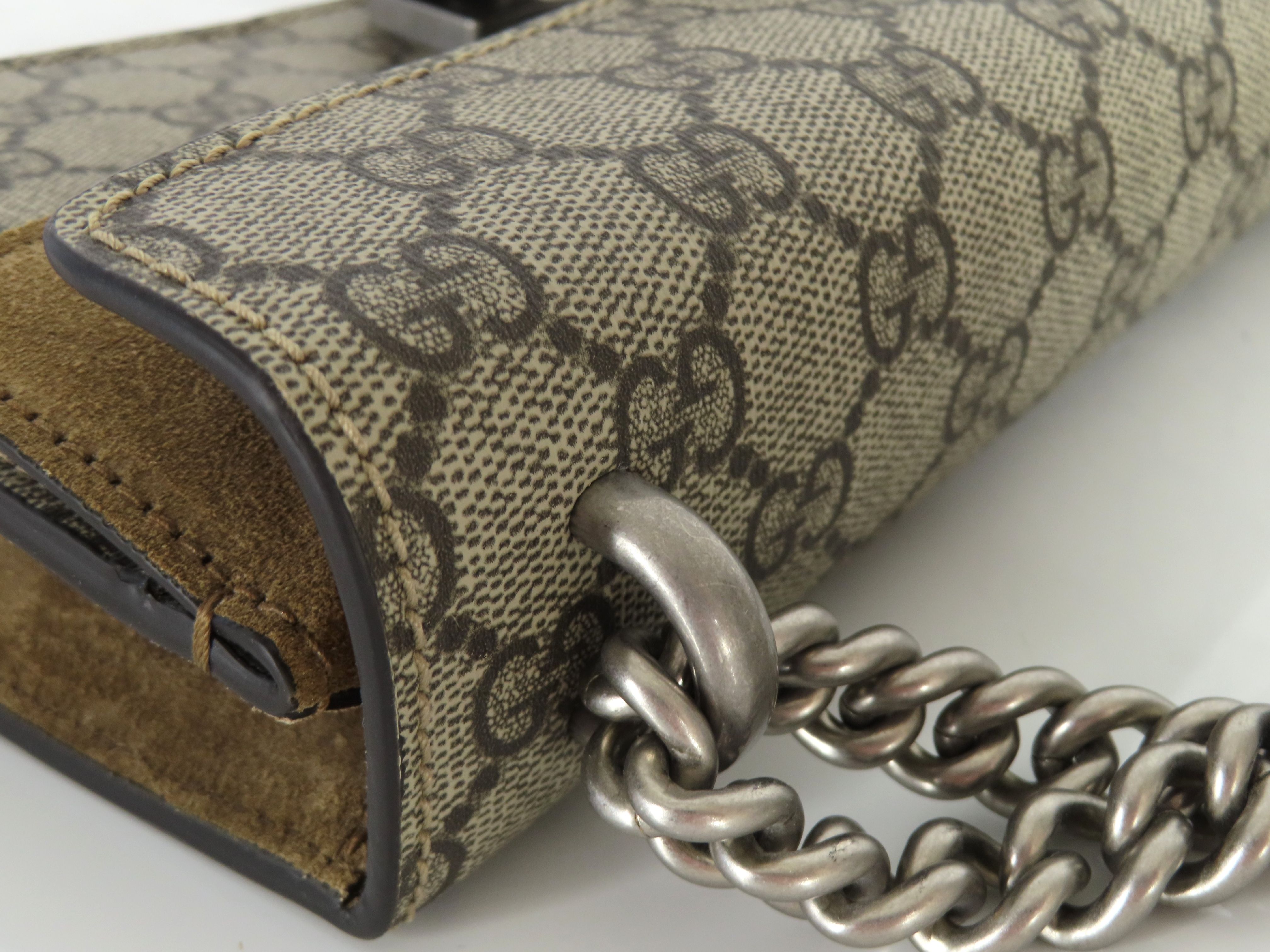 GG Supreme Dionysus PVC x Suede Chain Shoulder Bag, Beige, 499623 (Shoulder Bag) — view 5