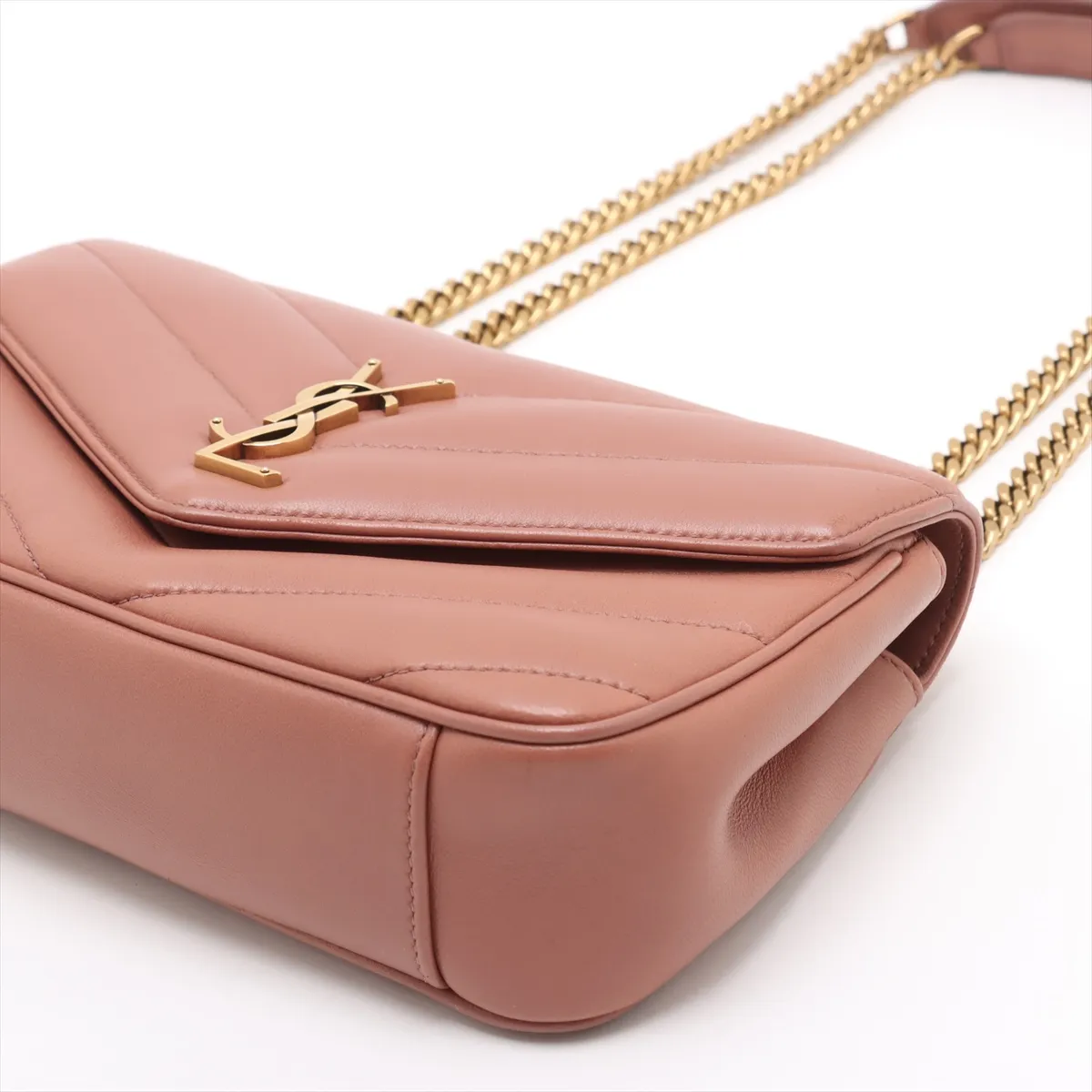 Lulu Leather Chain Shoulder Bag Pink 801437 with Mirror — view 3